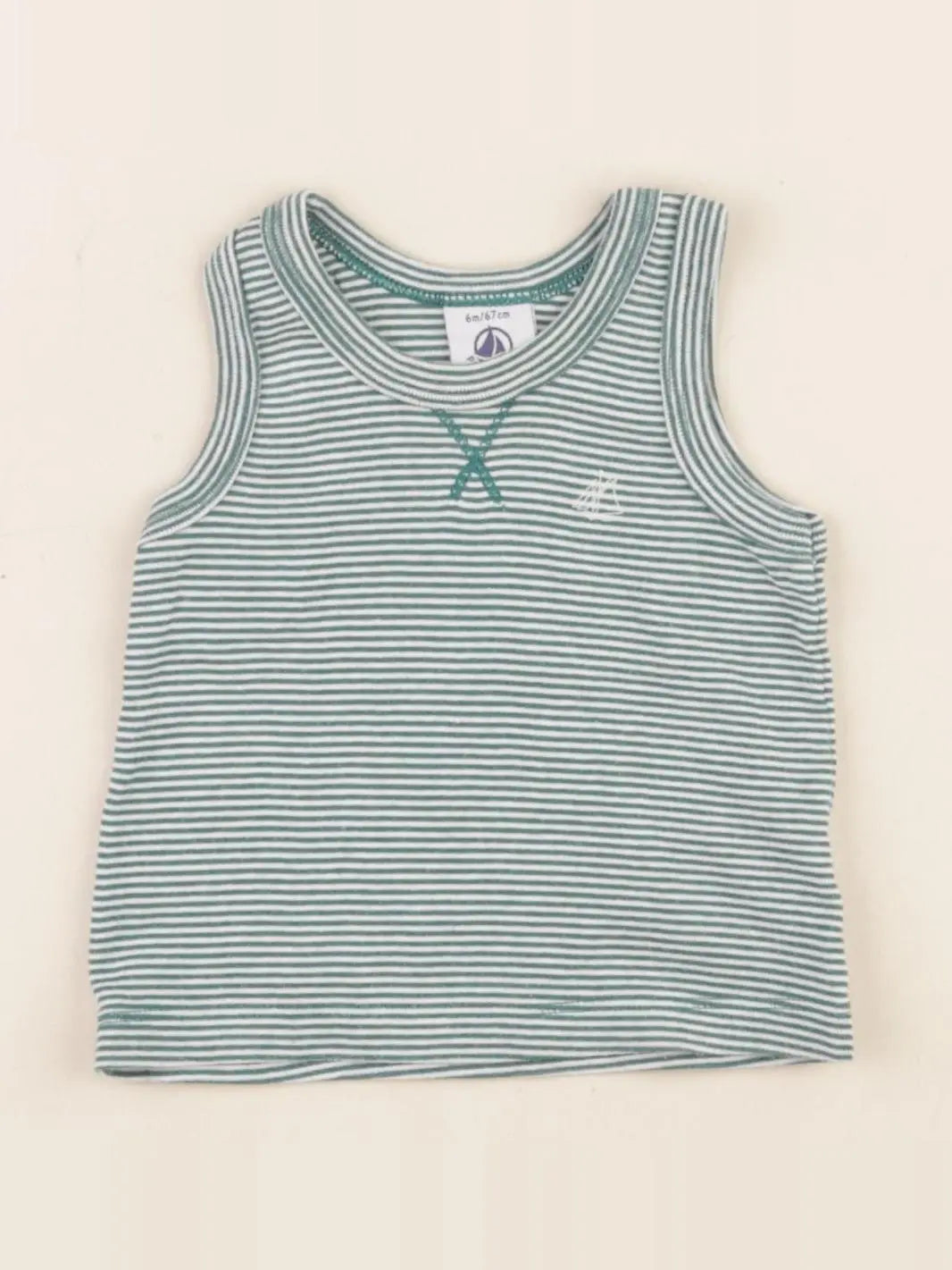 Petit Bateau - maillot de corps vert - 6 mois