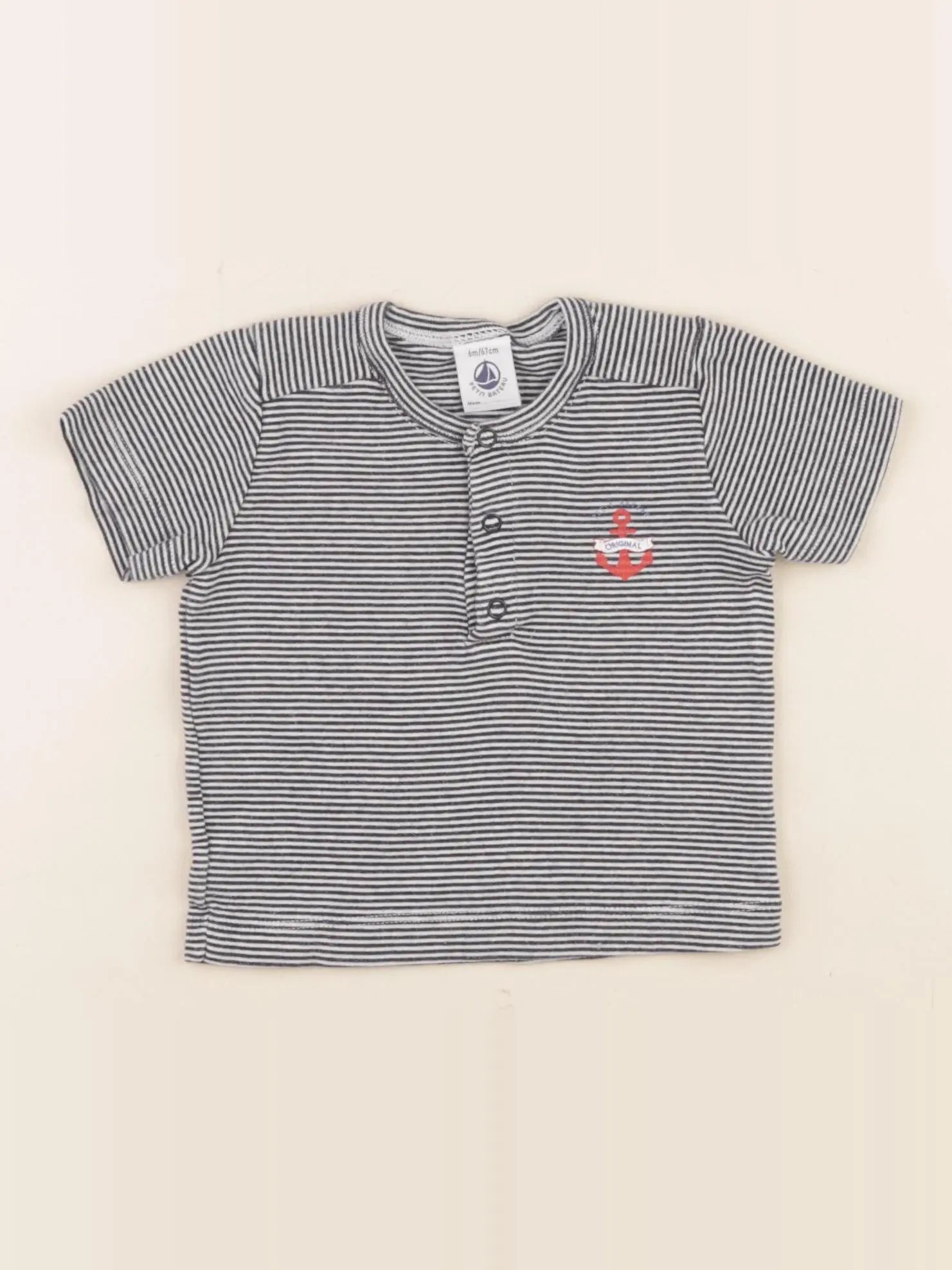 Petit Bateau - tee-shirt bleu - 6 mois