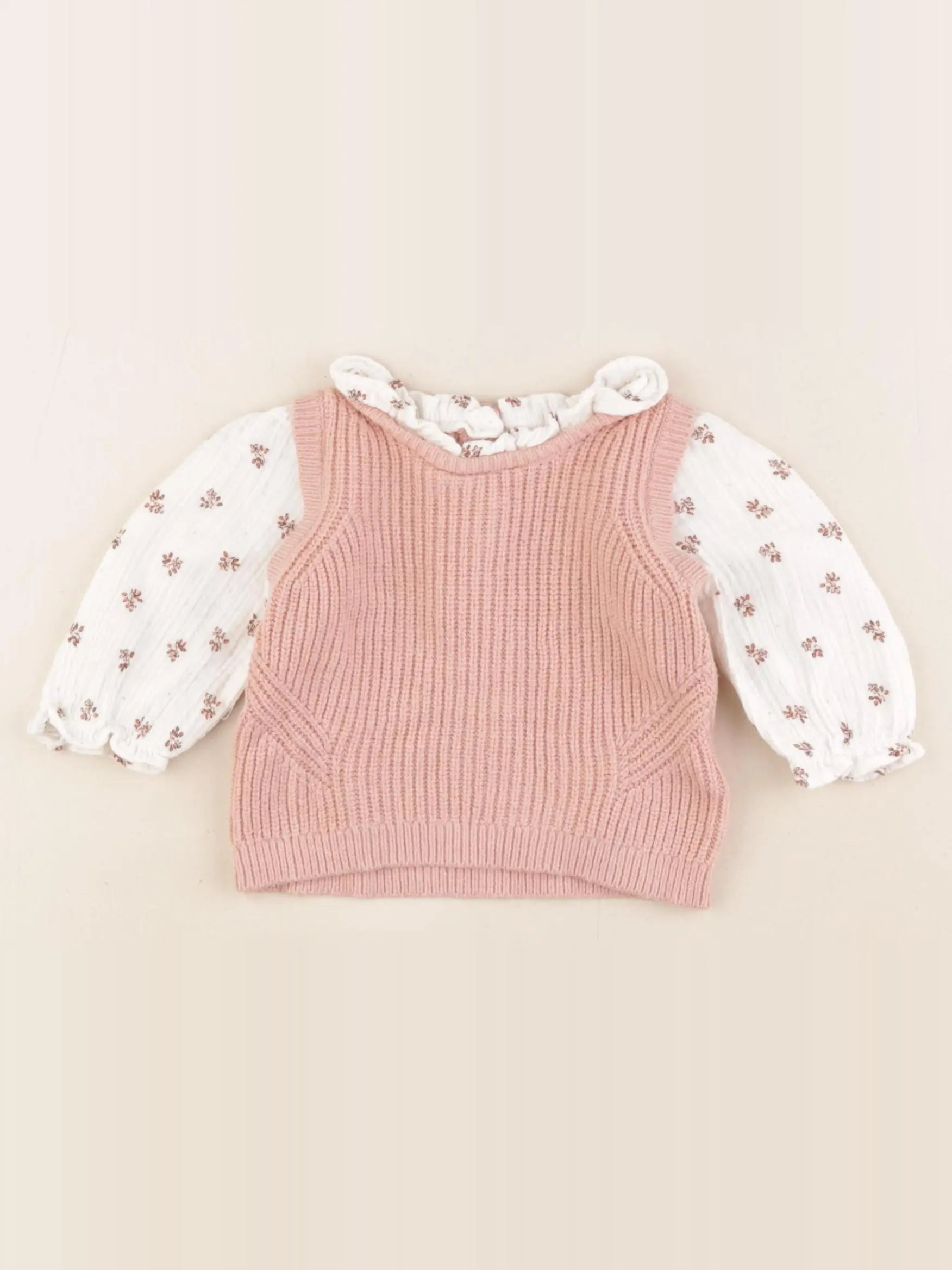 Vertbaudet - pull rose - 3 mois