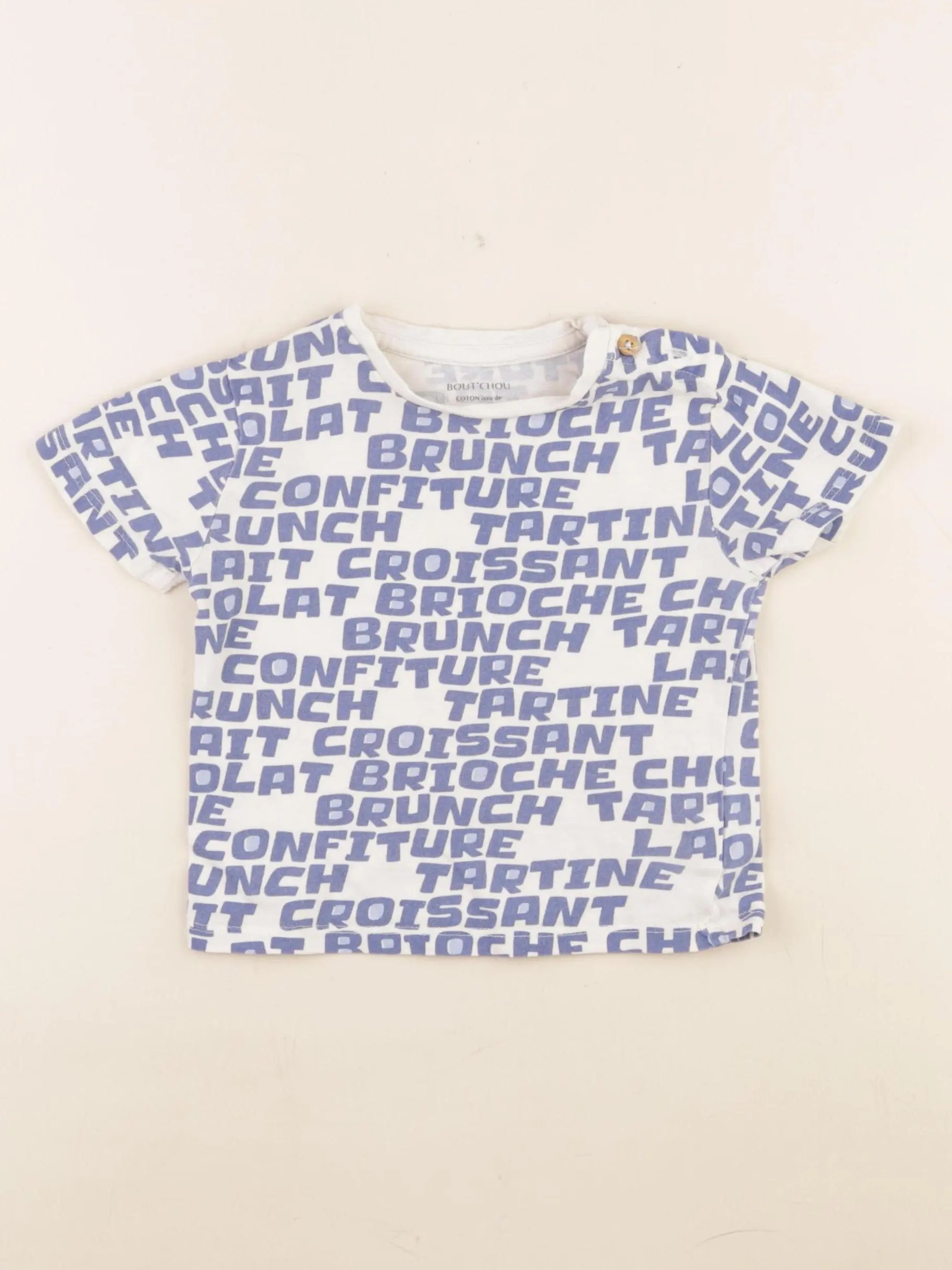 Boutchou - tee-shirt blanc, bleu - 24 mois