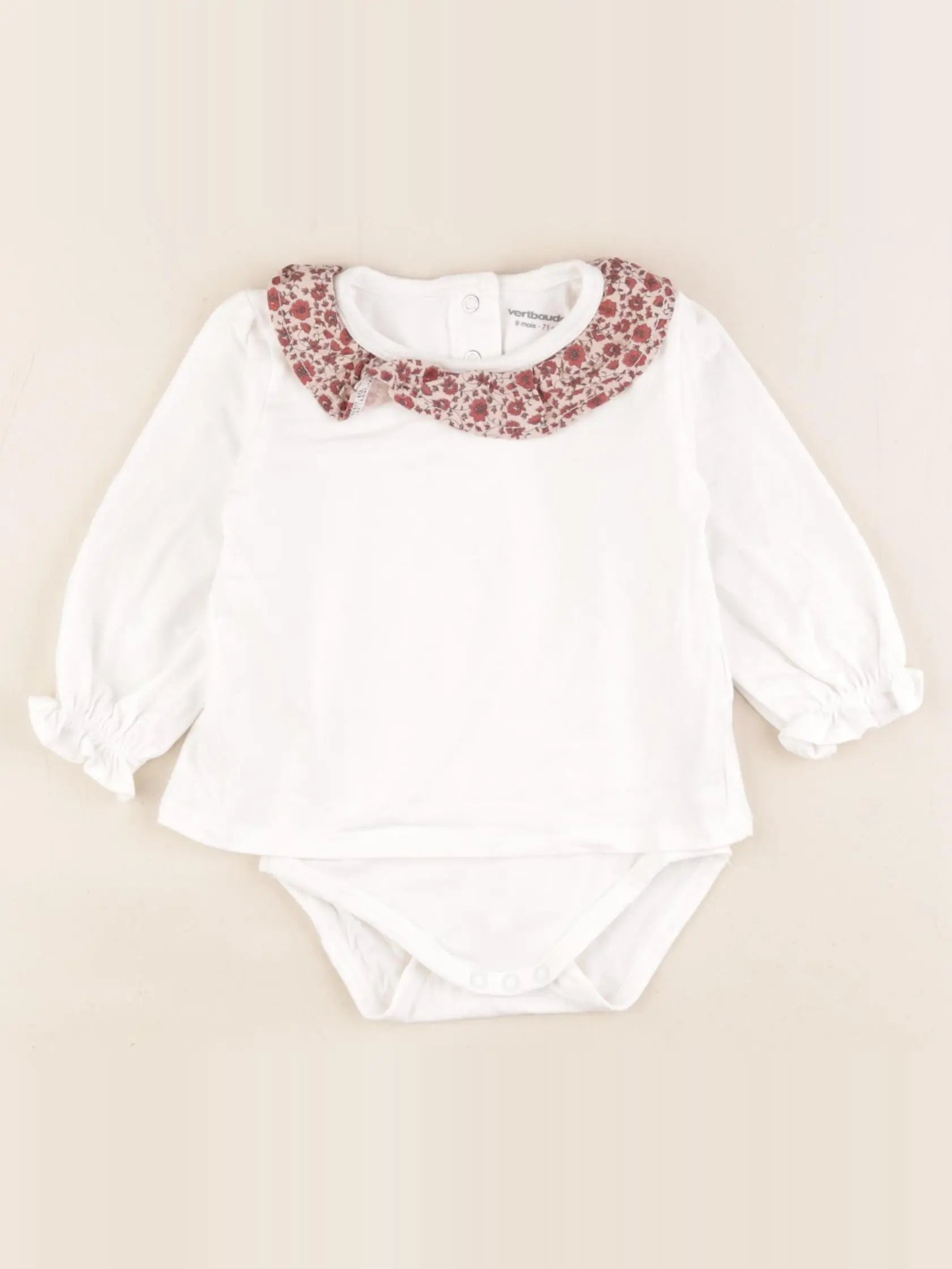 Vertbaudet - body tee-shirt blanc - 9 mois