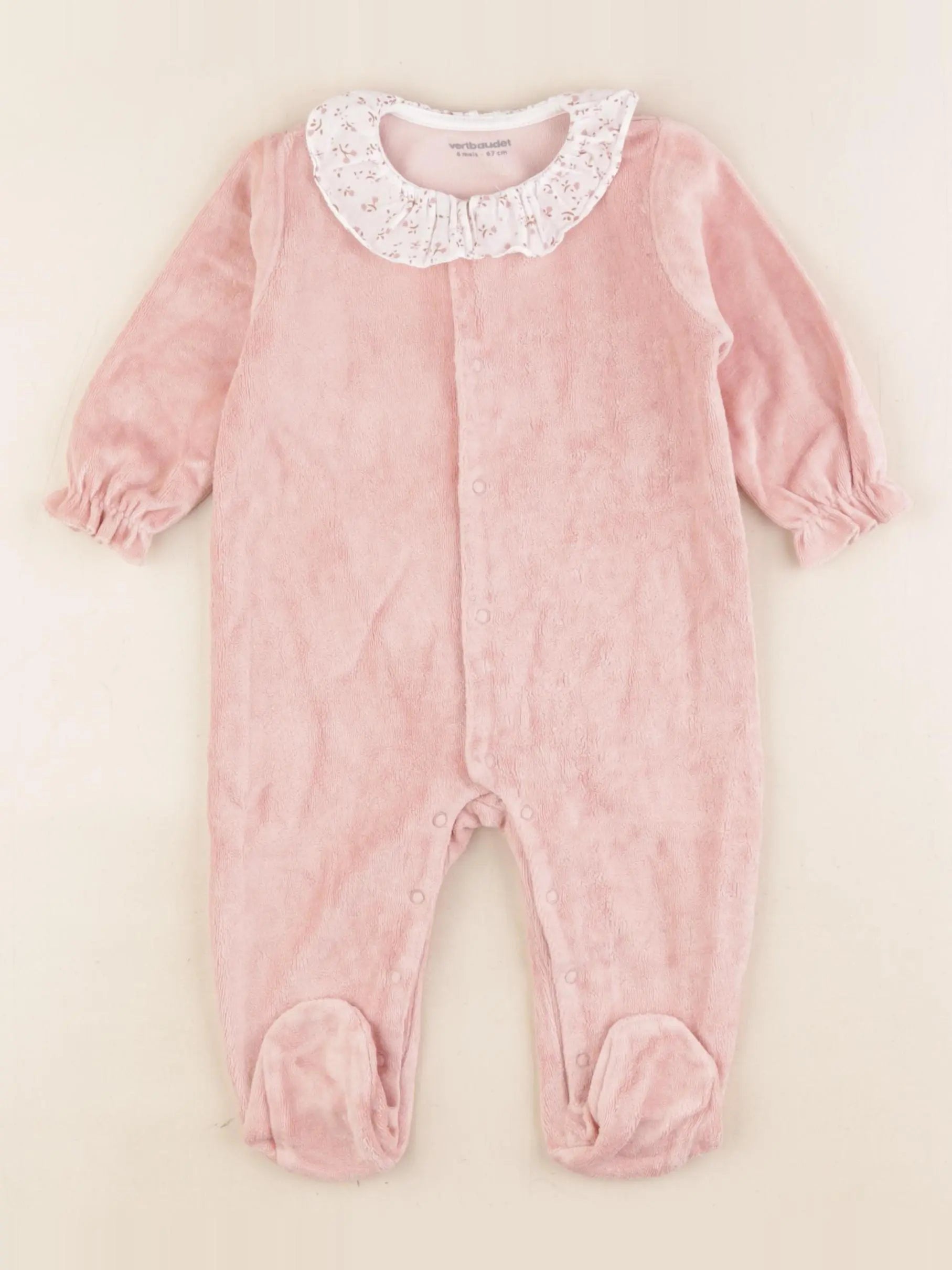 Vertbaudet - pyjama velours rose - 6 mois