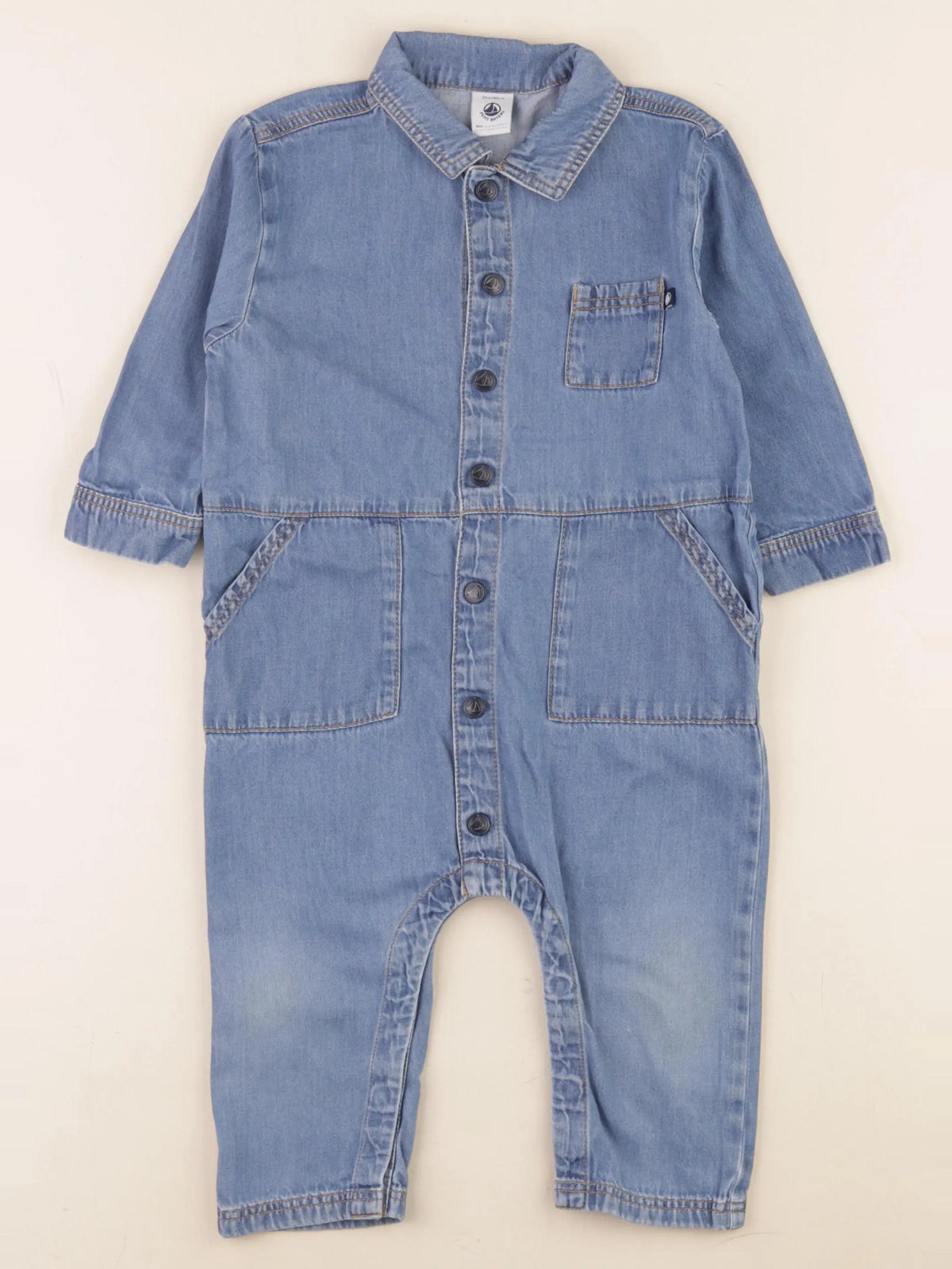 Petit Bateau - combinaison bleu - 24 mois