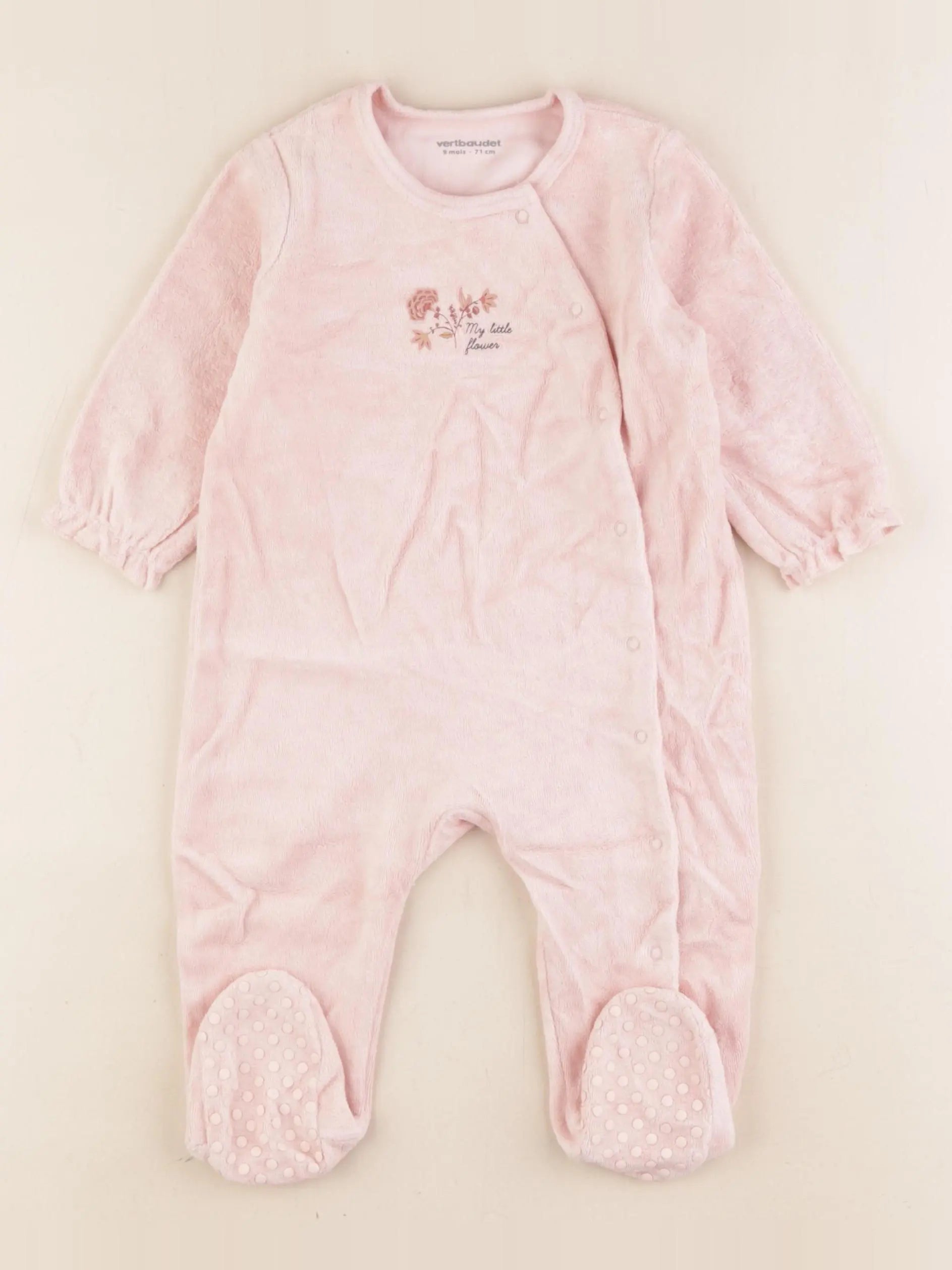 Vertbaudet - pyjama velours rose - 9 mois