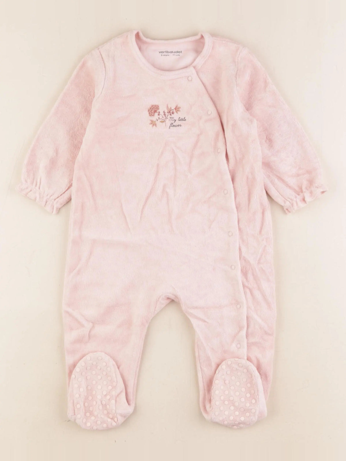 Vertbaudet - pyjama velours rose - 9 mois