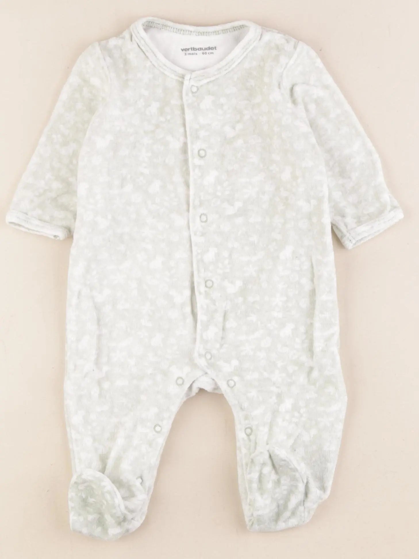 Vertbaudet - pyjama velours vert - 3 mois