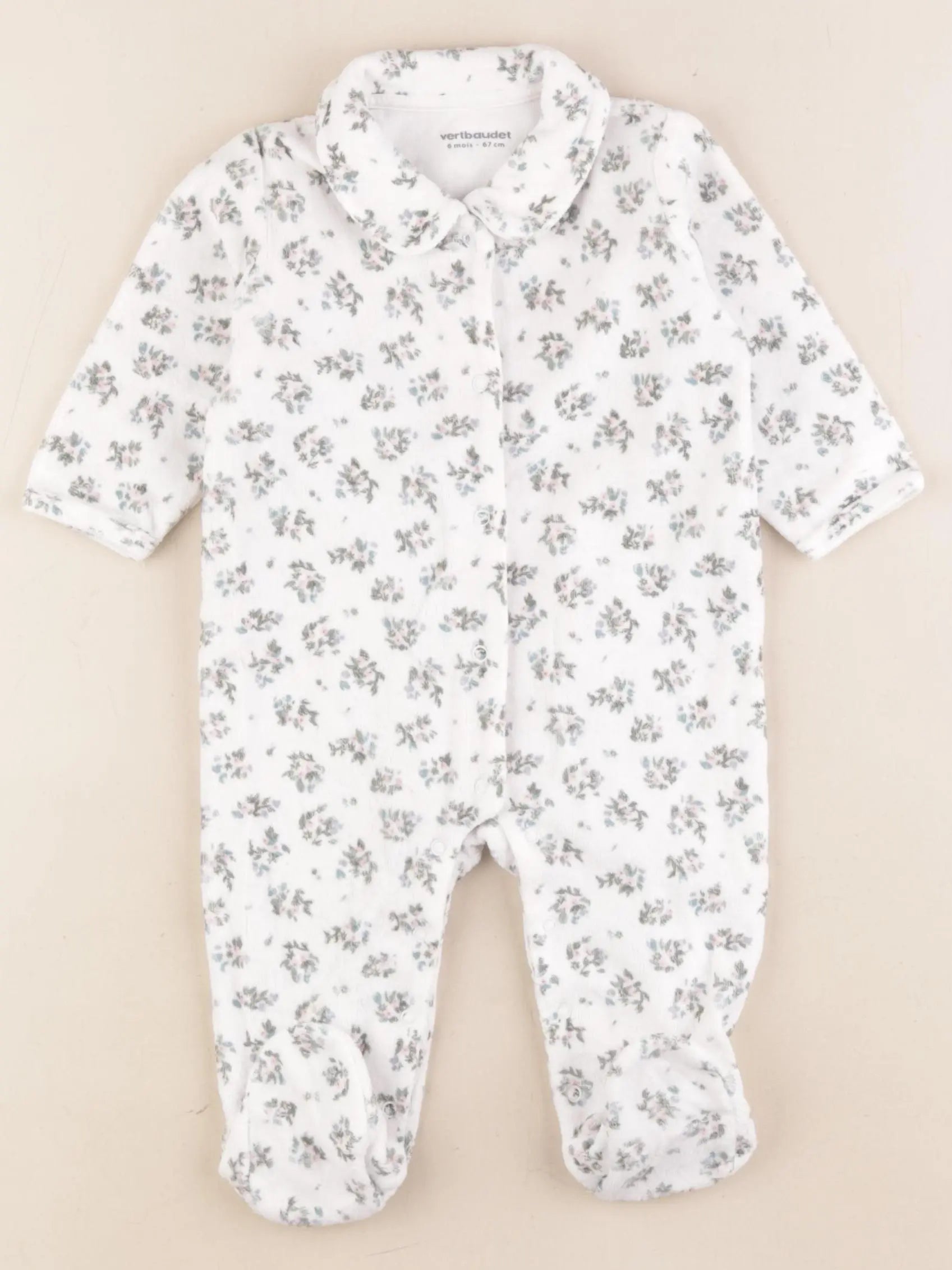 Vertbaudet - pyjama velours blanc - 9 mois