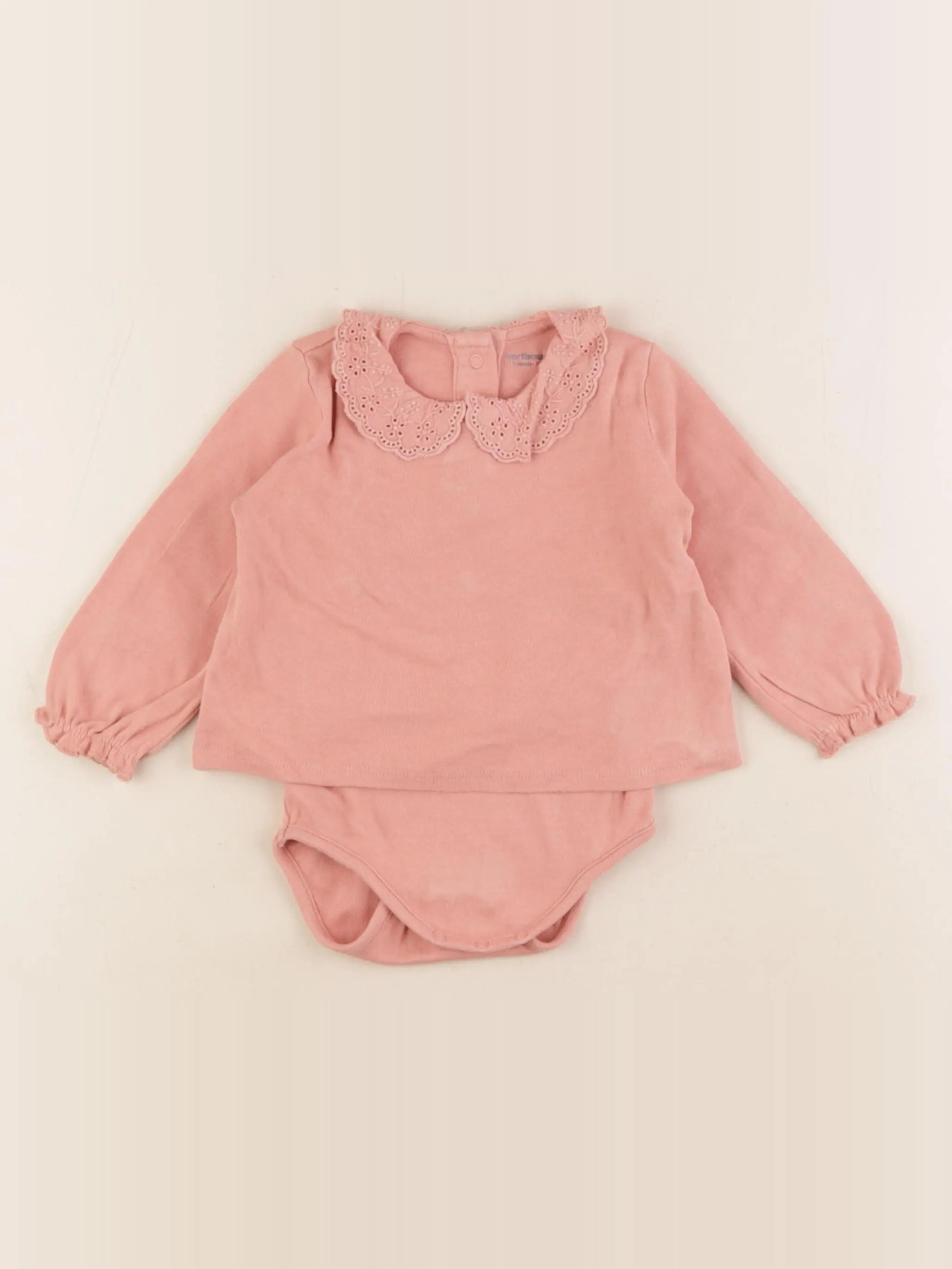 Vertbaudet - body tee-shirt rose - 9 mois