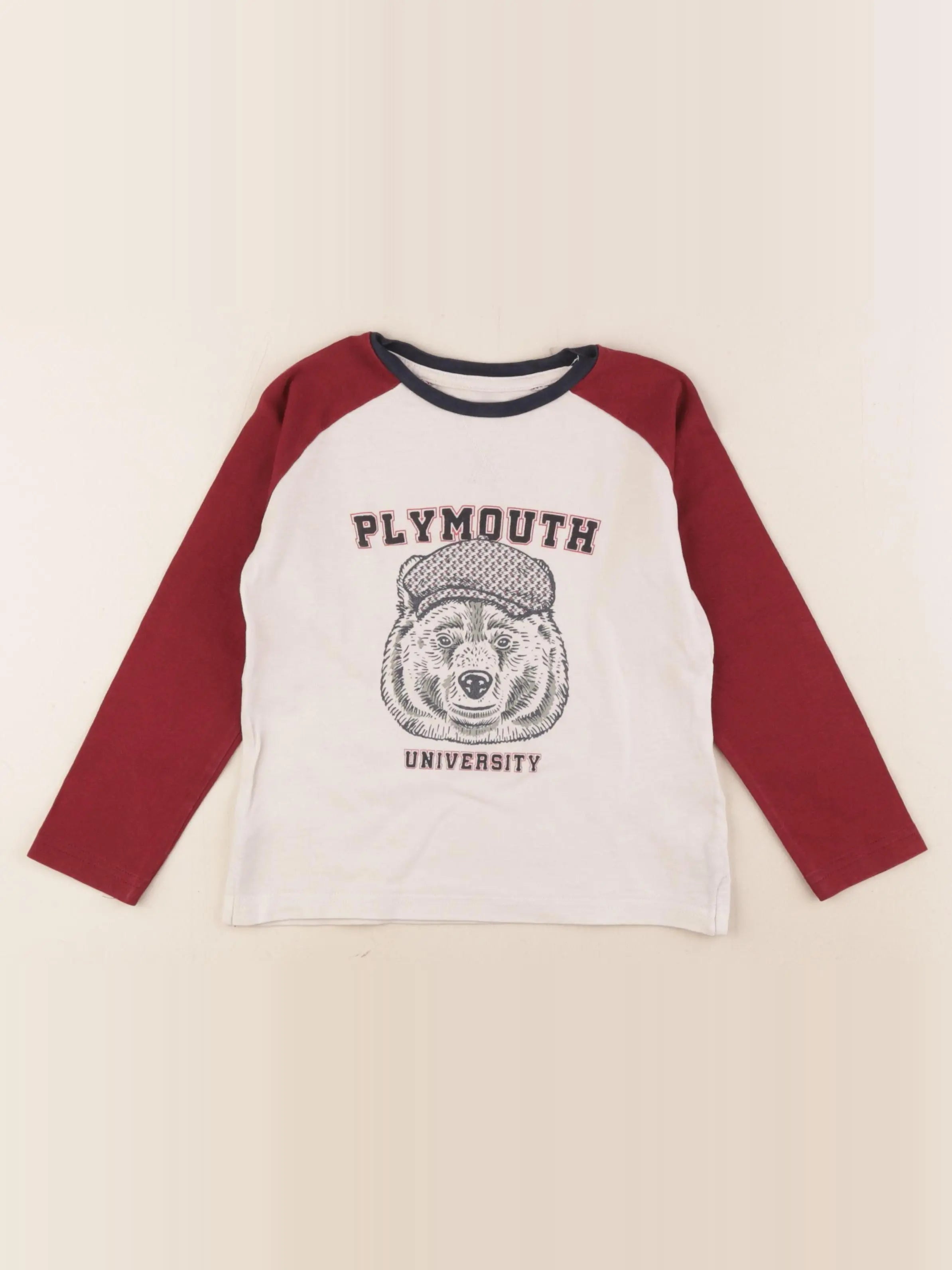Vertbaudet - tee-shirt rouge, beige - 4 ans