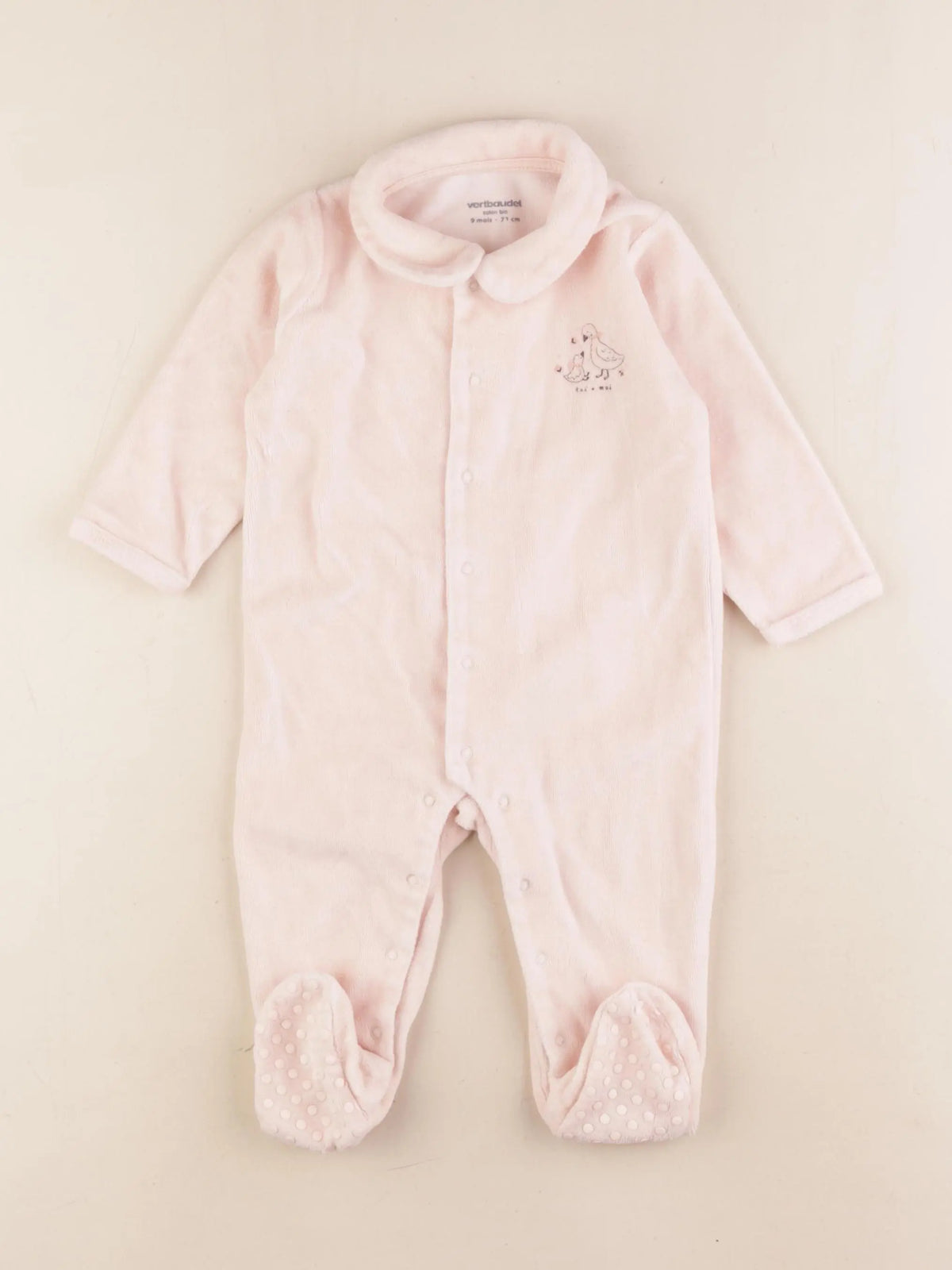 Vertbaudet - pyjama velours rose - 9 mois