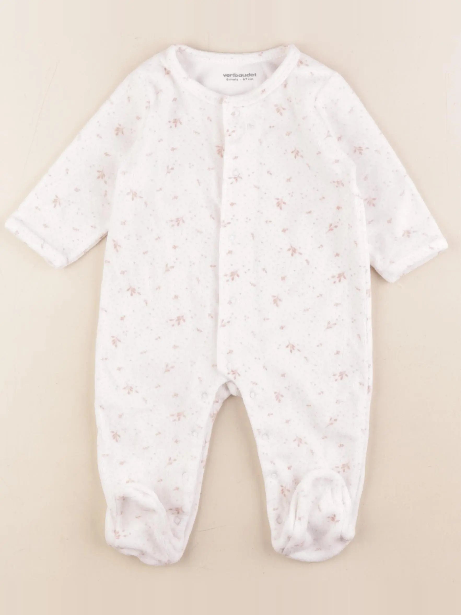 Vertbaudet - pyjama velours rose - 6 mois
