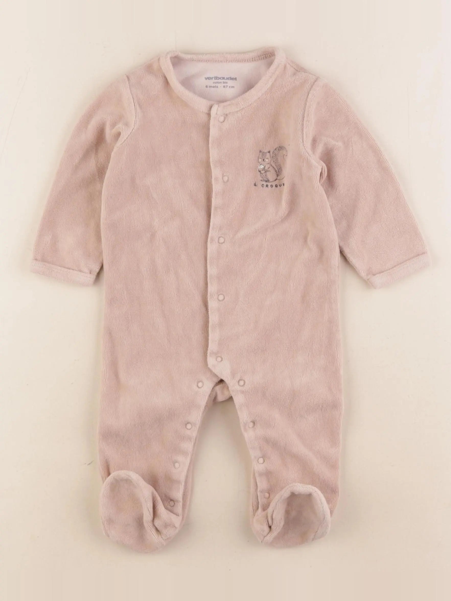 Vertbaudet - pyjama velours beige - 6 mois