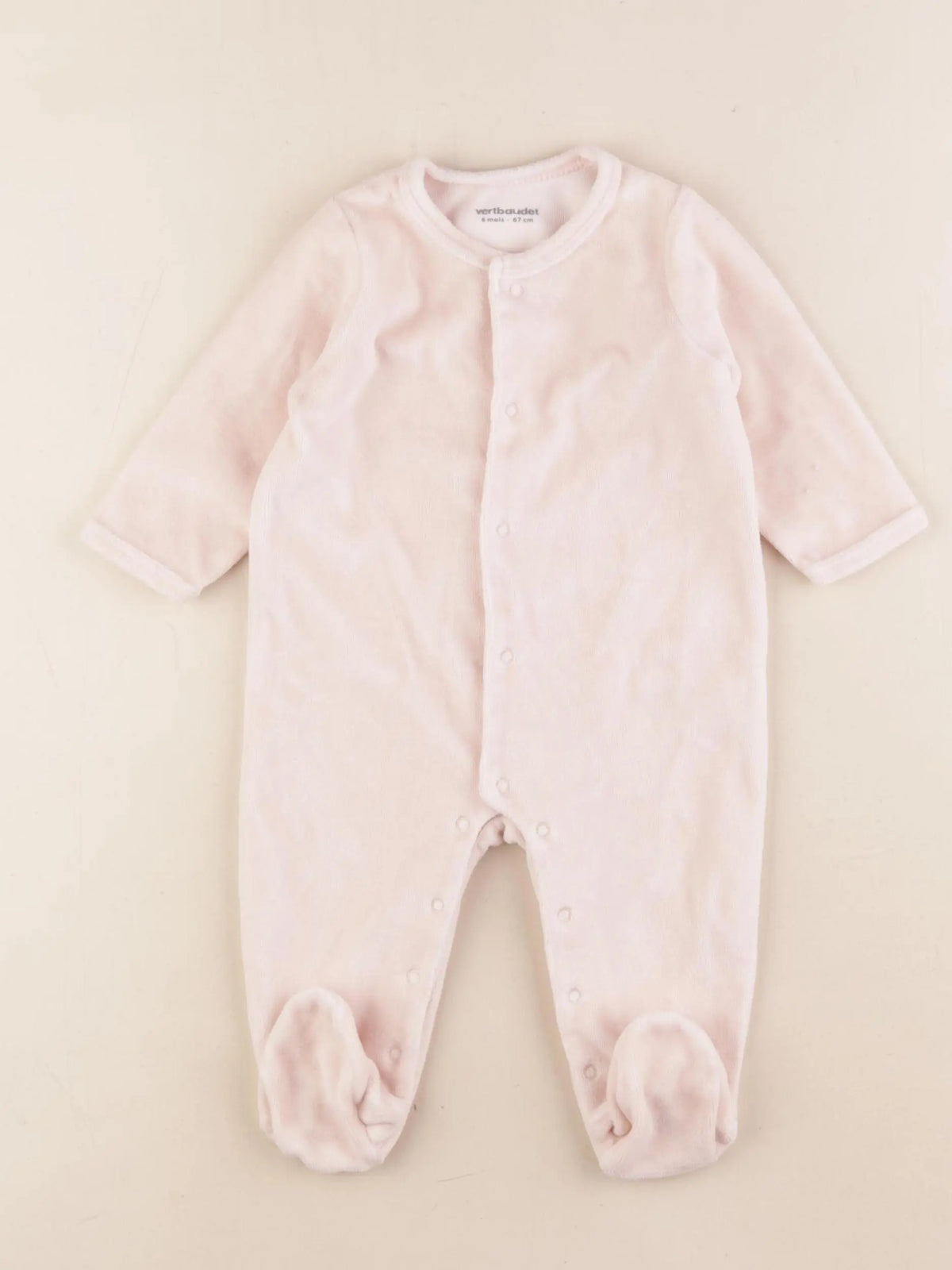 Vertbaudet - pyjama velours rose - 6 mois
