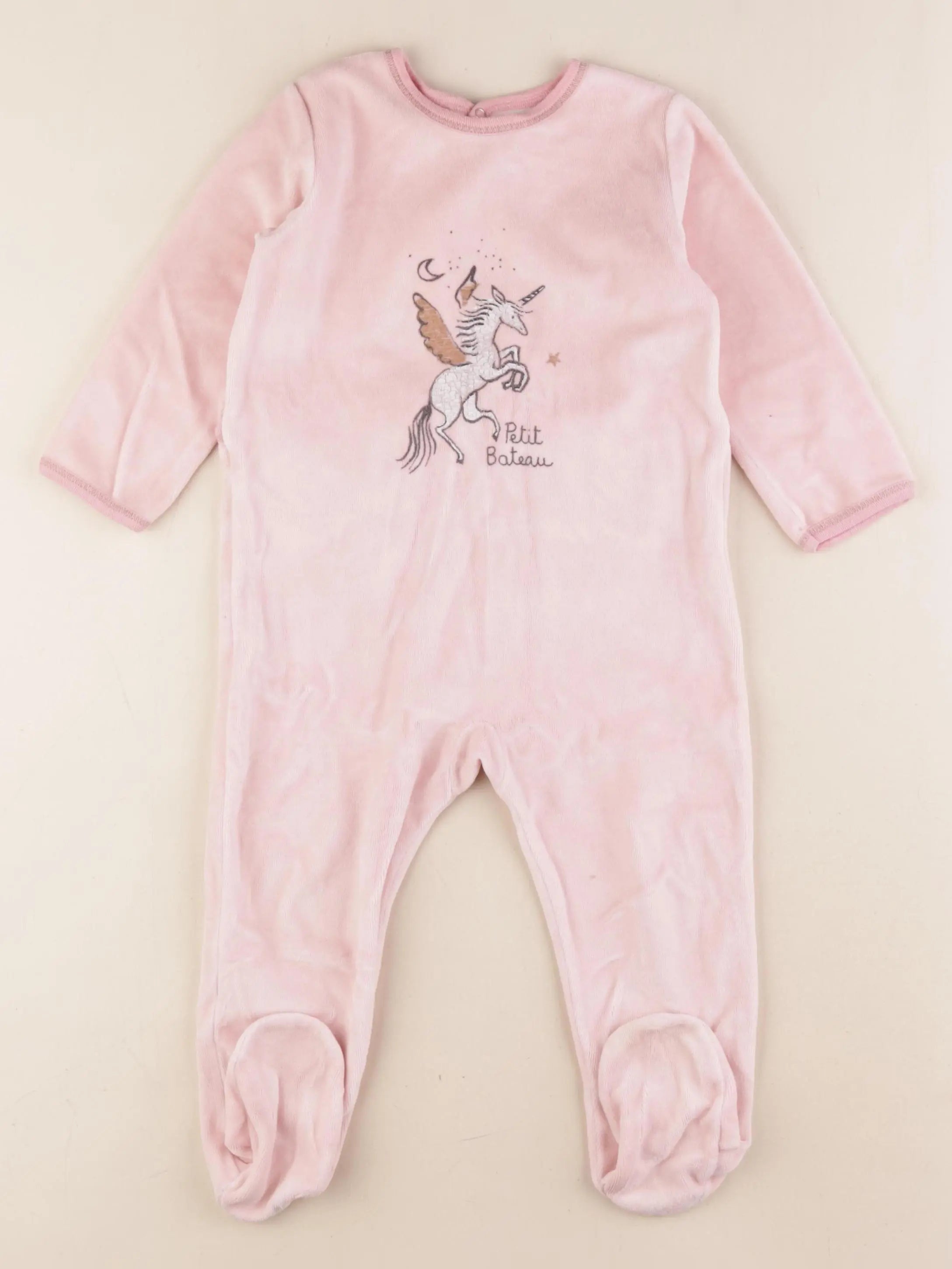 Petit Bateau - pyjama velours rose - 24 mois
