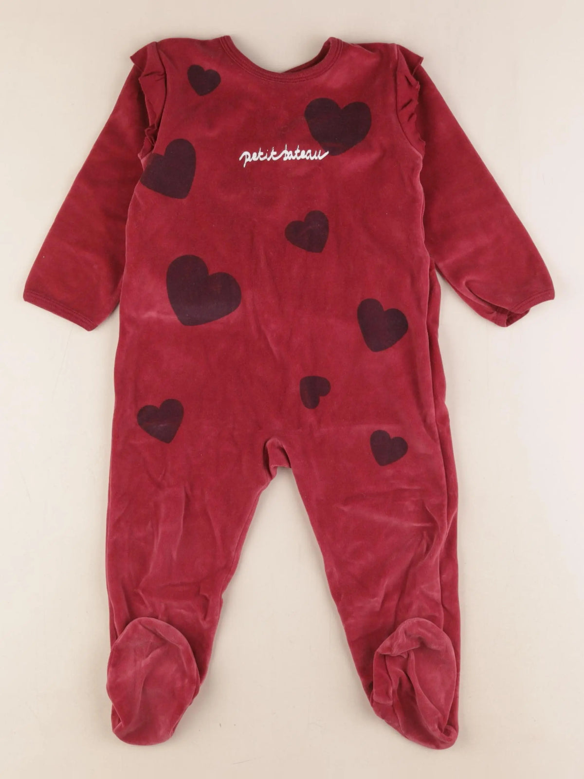 Petit Bateau - pyjama velours rouge - 24 mois