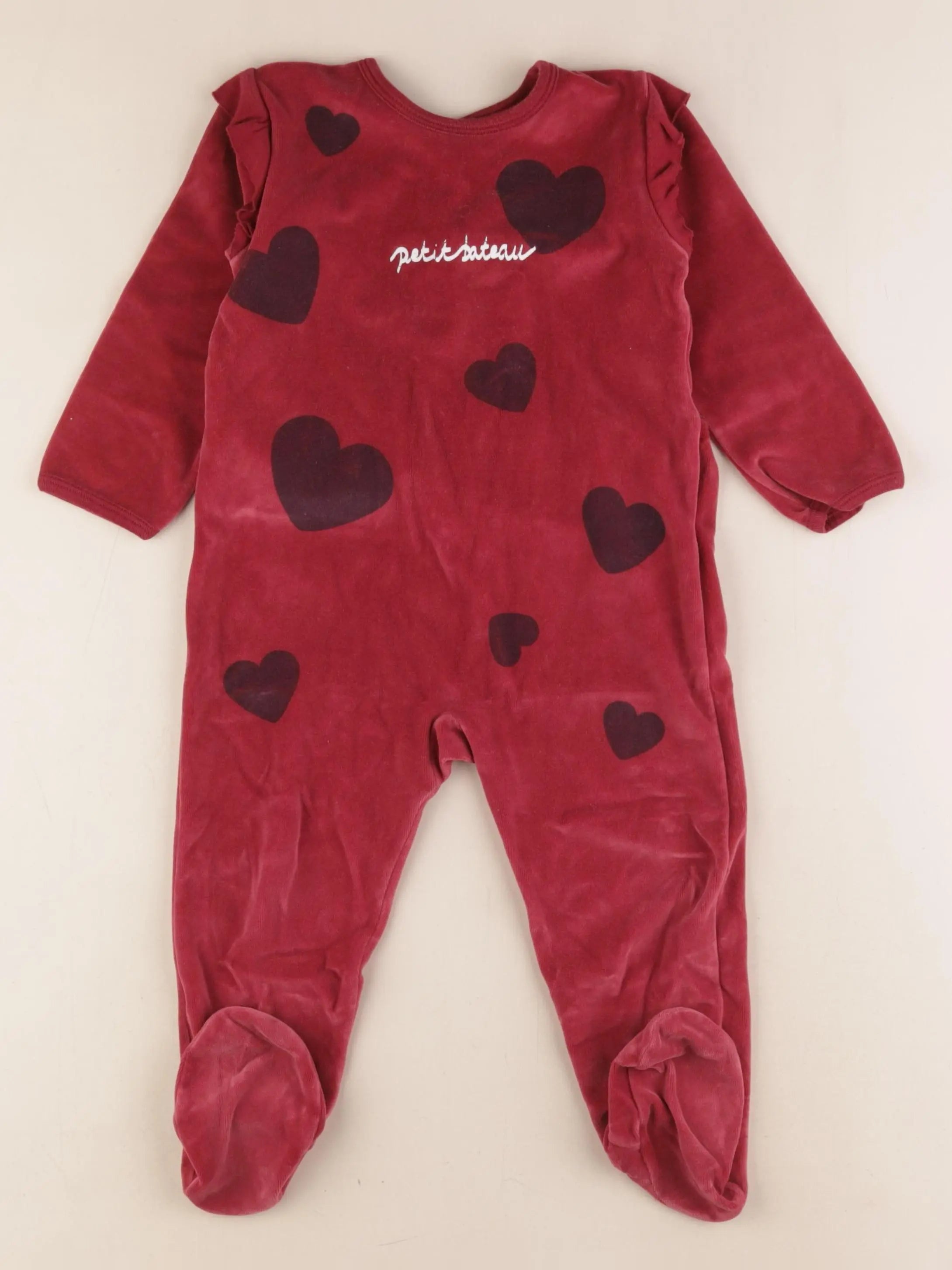 Petit Bateau - pyjama velours rouge - 24 mois
