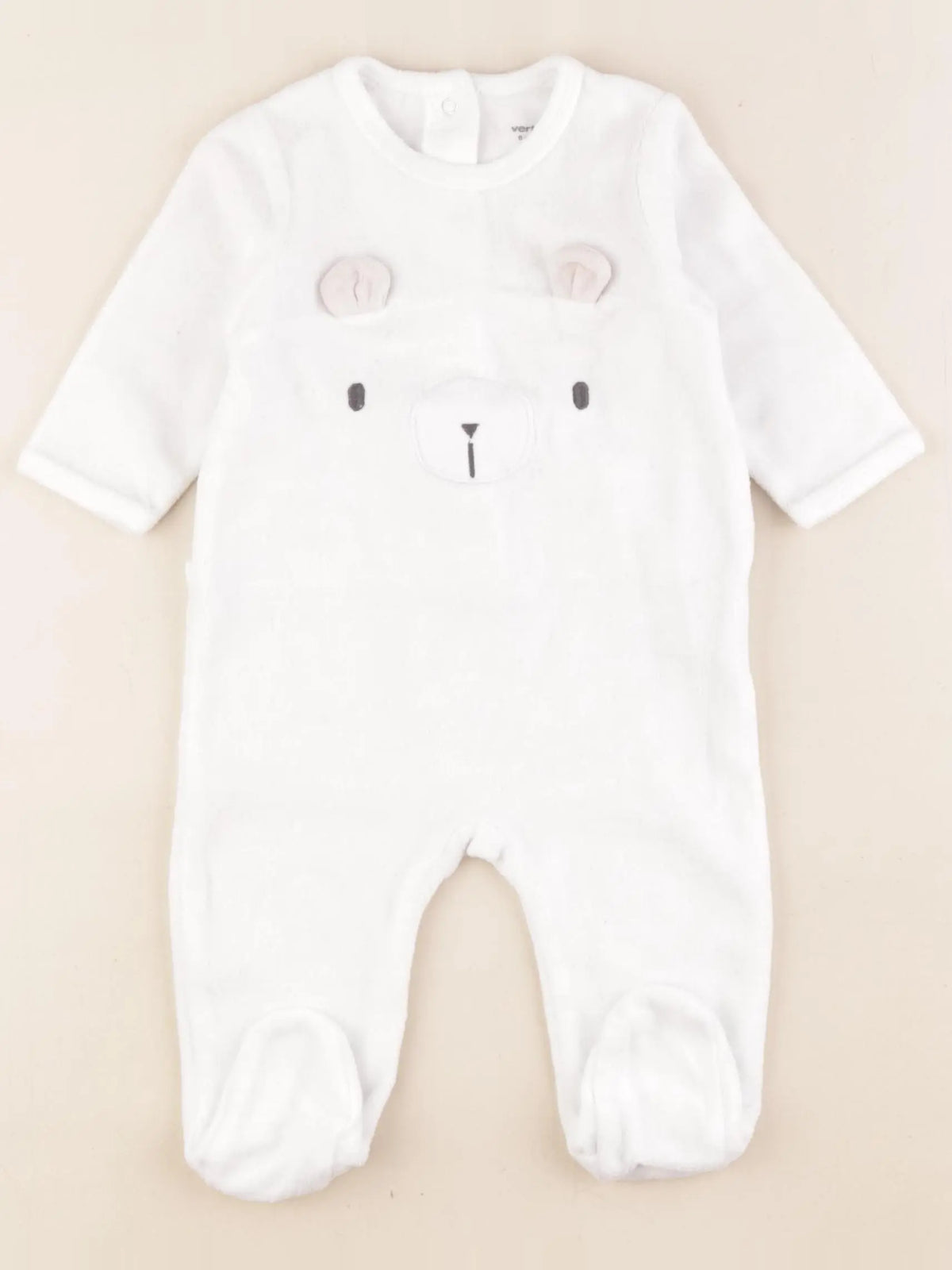Vertbaudet - pyjama velours blanc - 6 mois