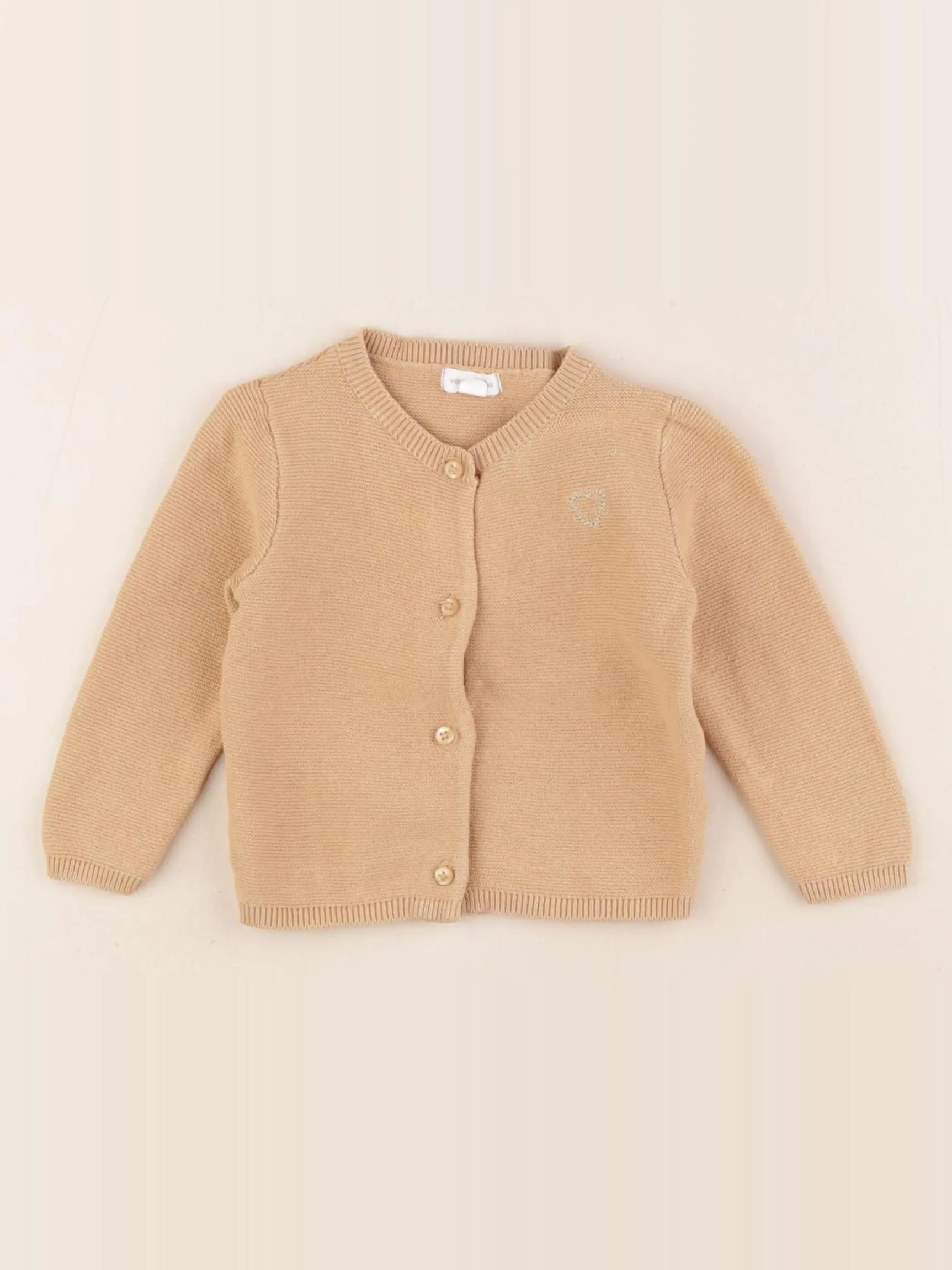 Vertbaudet - gilet beige - 6 mois