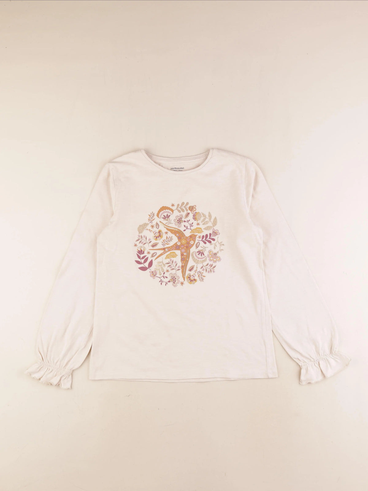 Vertbaudet - tee-shirt beige - 10 ans