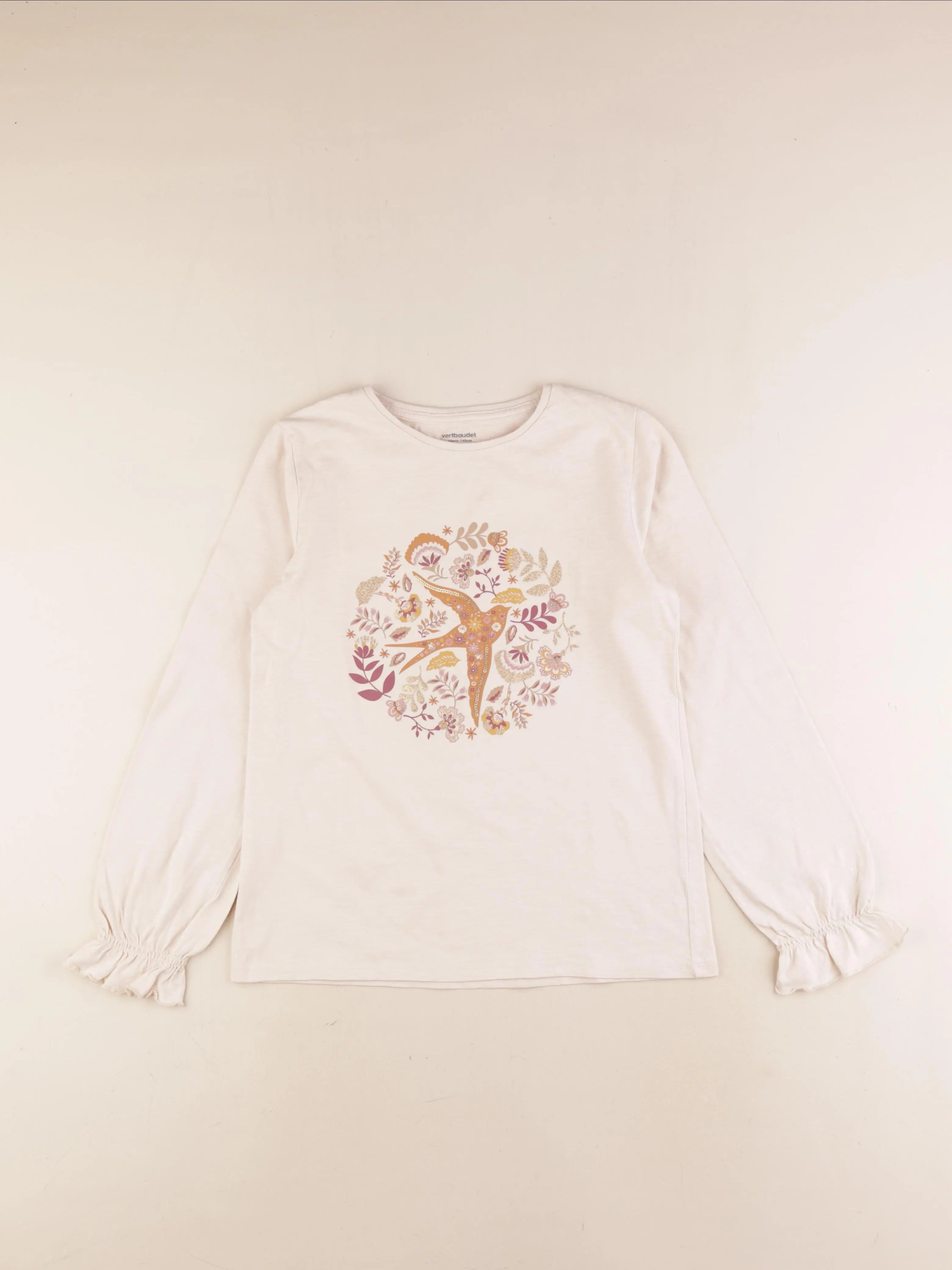 Vertbaudet - tee-shirt beige - 10 ans