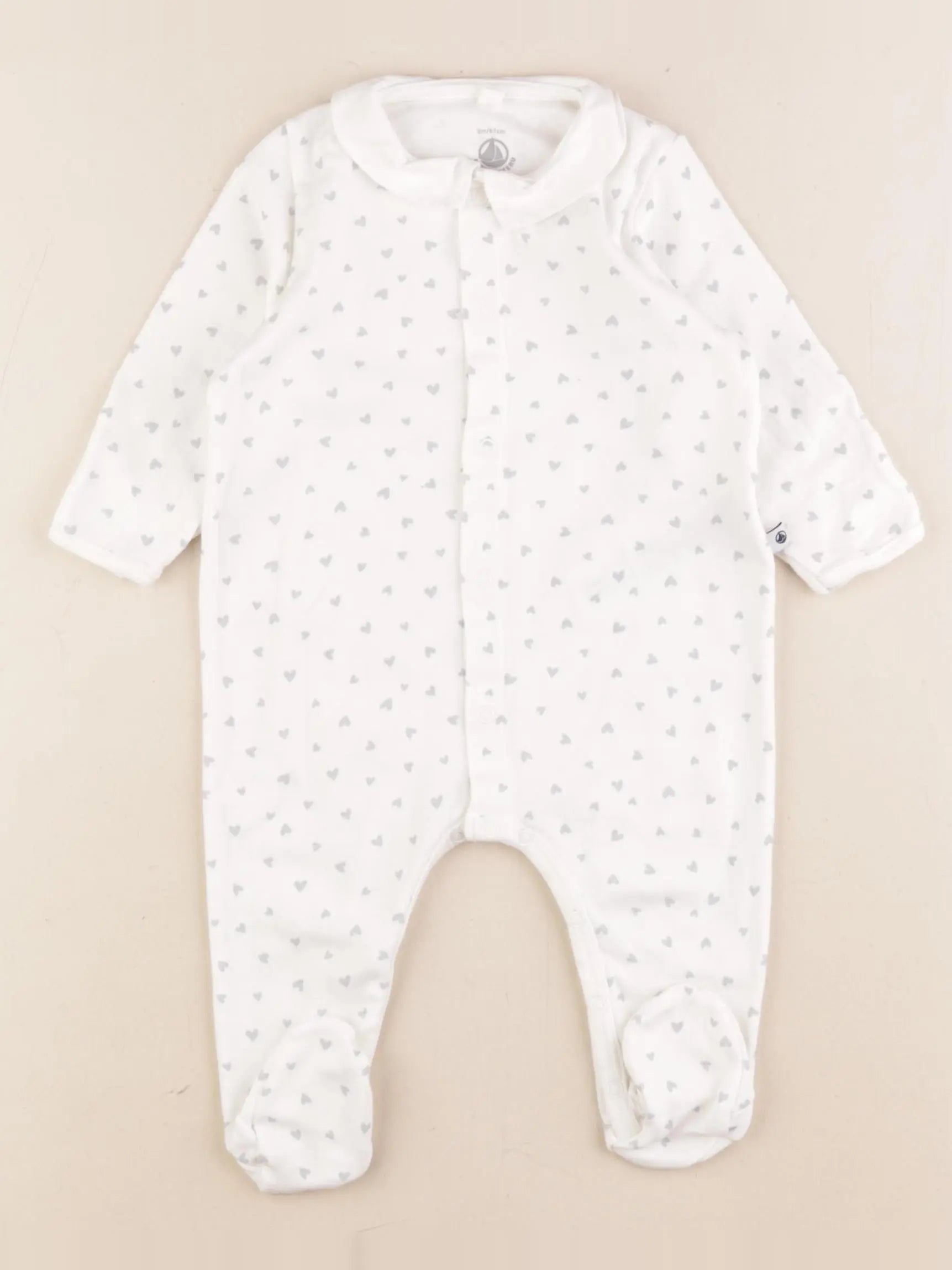 Petit Bateau - pyjama coton blanc - 6 mois