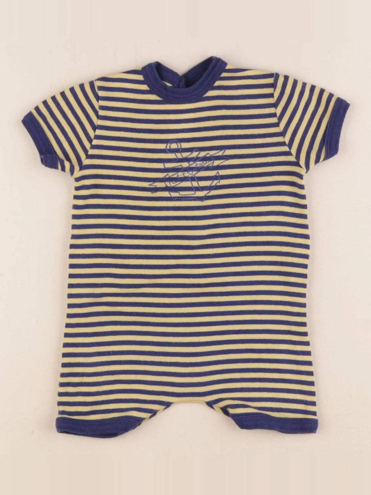 Petit Bateau - pyjama coton jaune, bleu - 3 mois