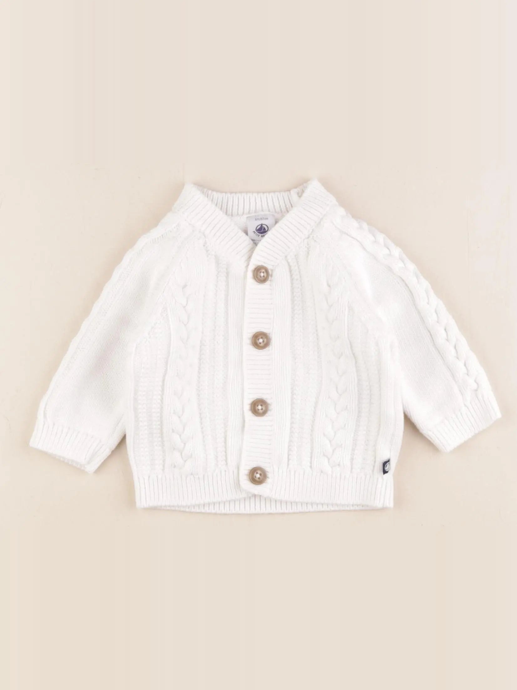 Petit Bateau - gilet blanc - 6 mois