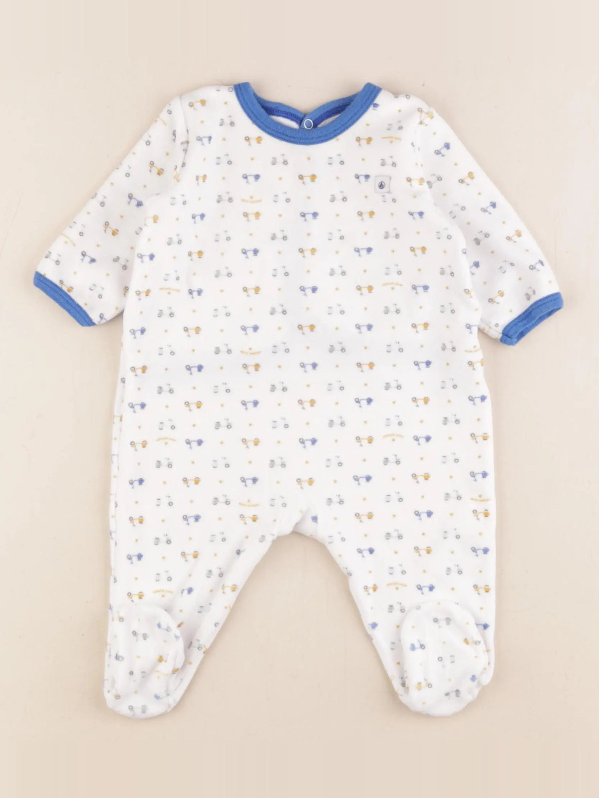 Petit Bateau - pyjama velours blanc - 3 mois