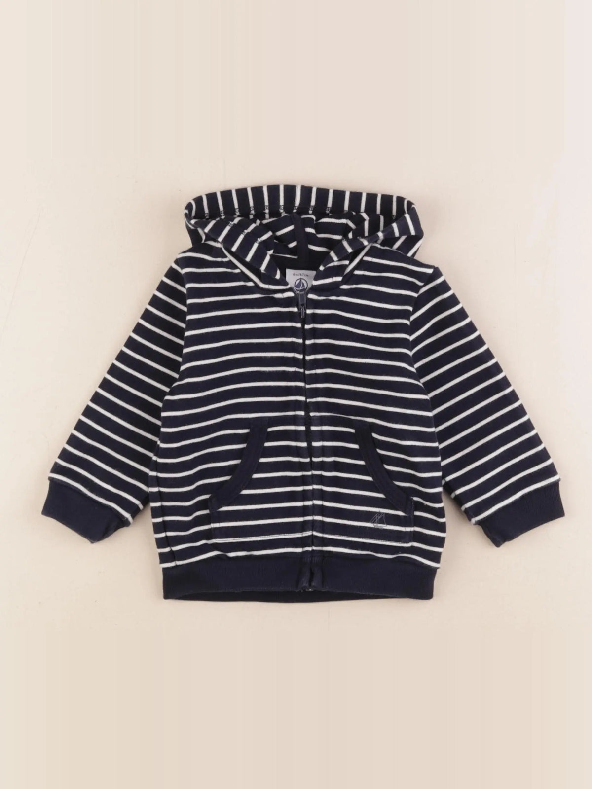 Petit Bateau - sweat bleu - 6 mois