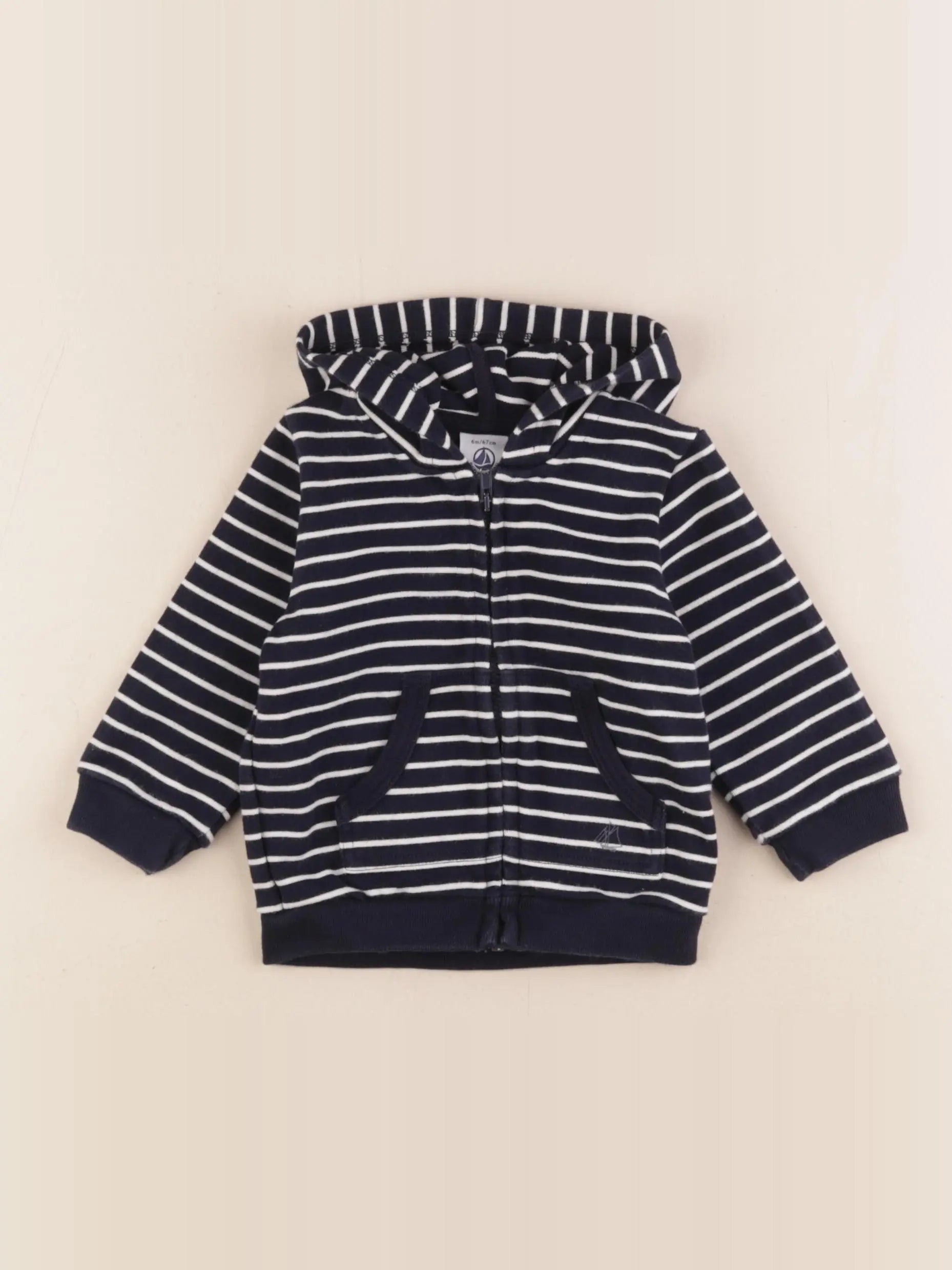 Petit Bateau - sweat bleu - 6 mois