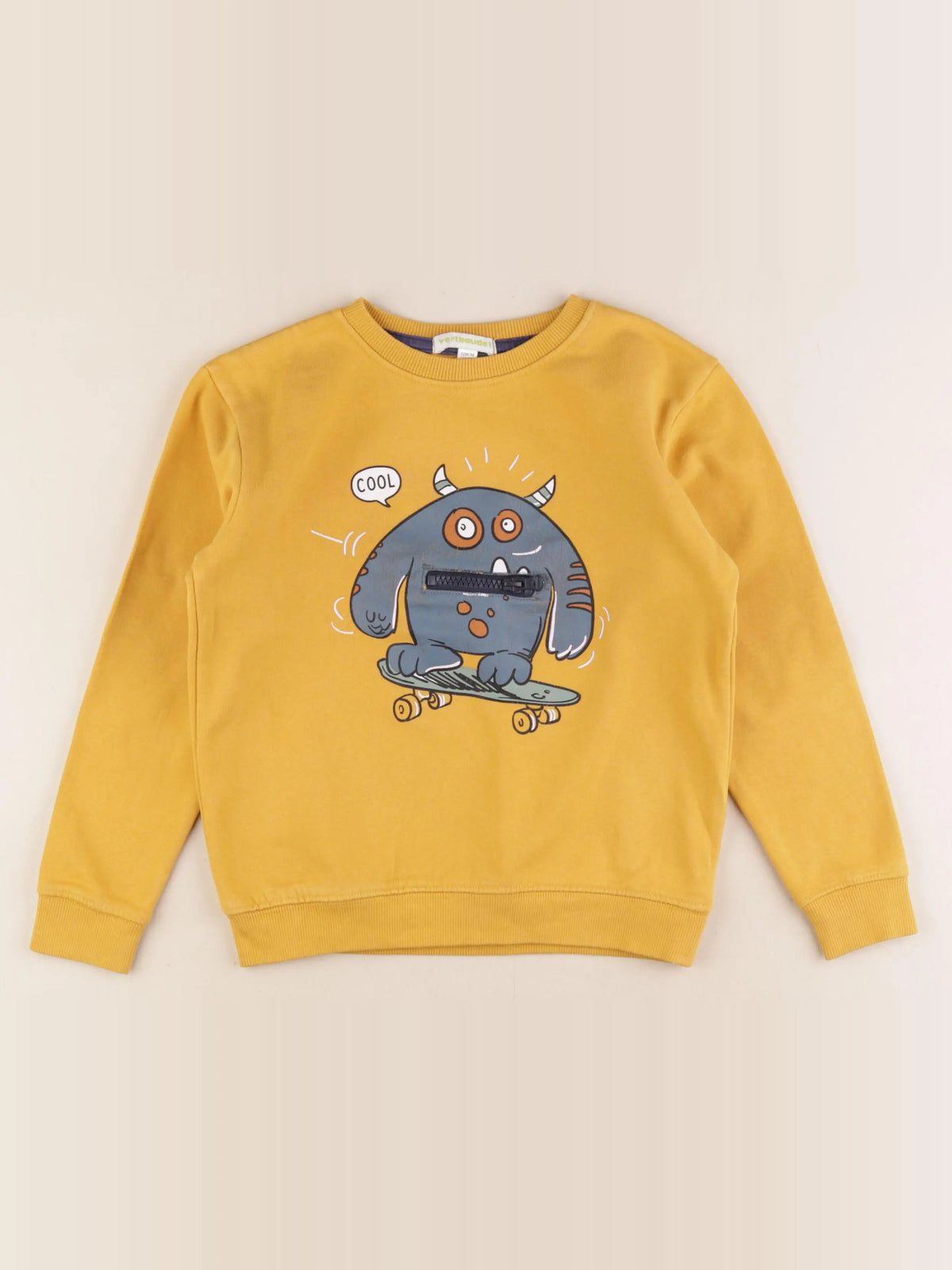 Vertbaudet - sweat jaune - 8 ans