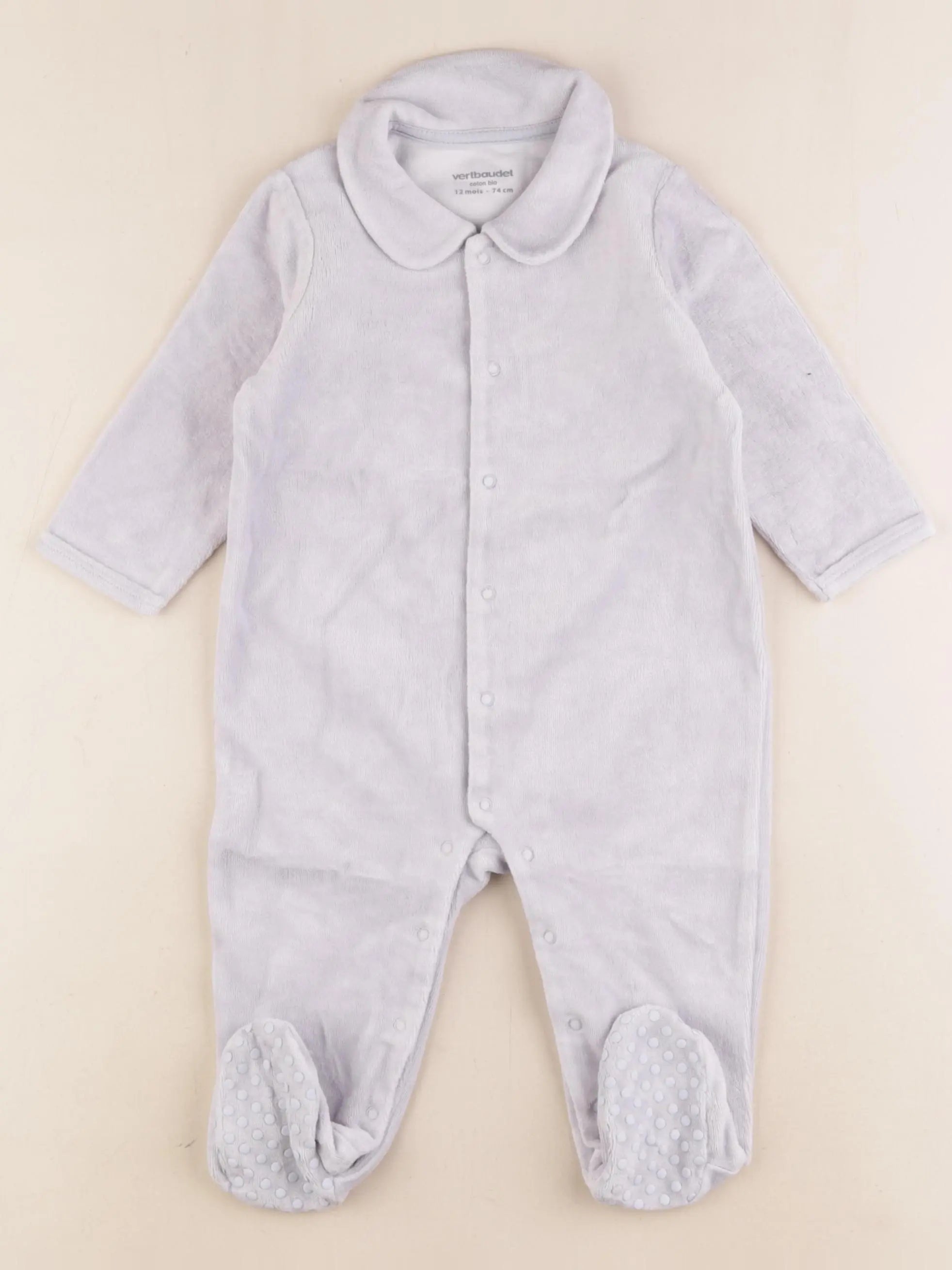 Vertbaudet - pyjama velours bleu - 12 mois
