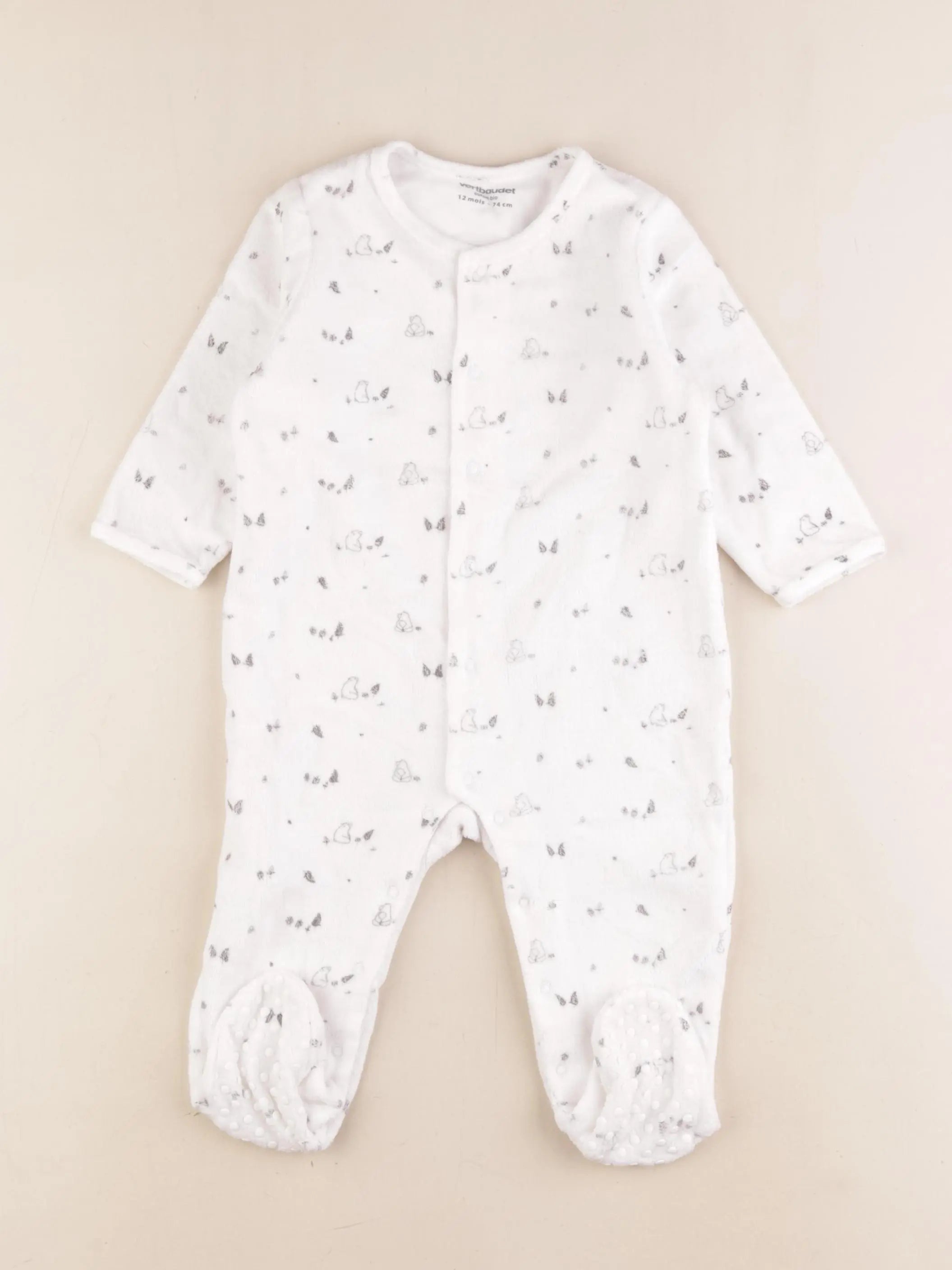 Vertbaudet - pyjama velours blanc - 12 mois