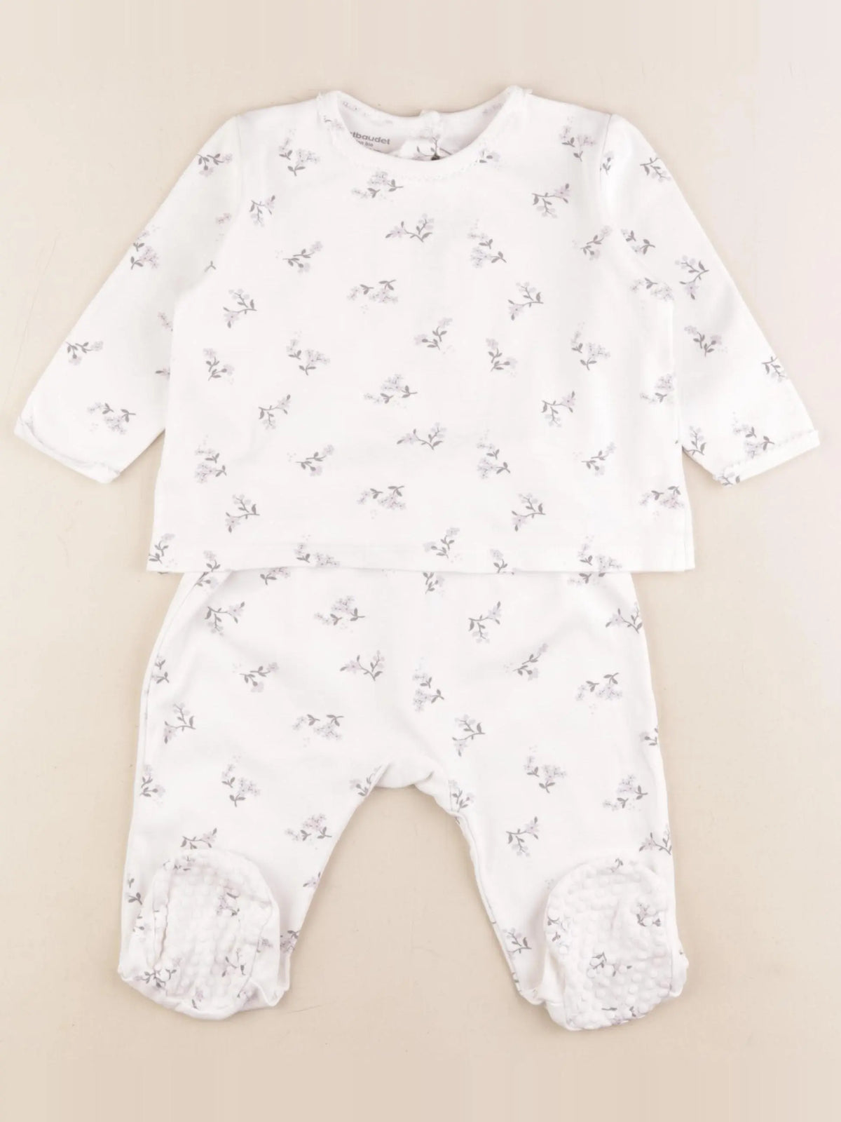 Vertbaudet - pyjama coton blanc, violet - 12 mois