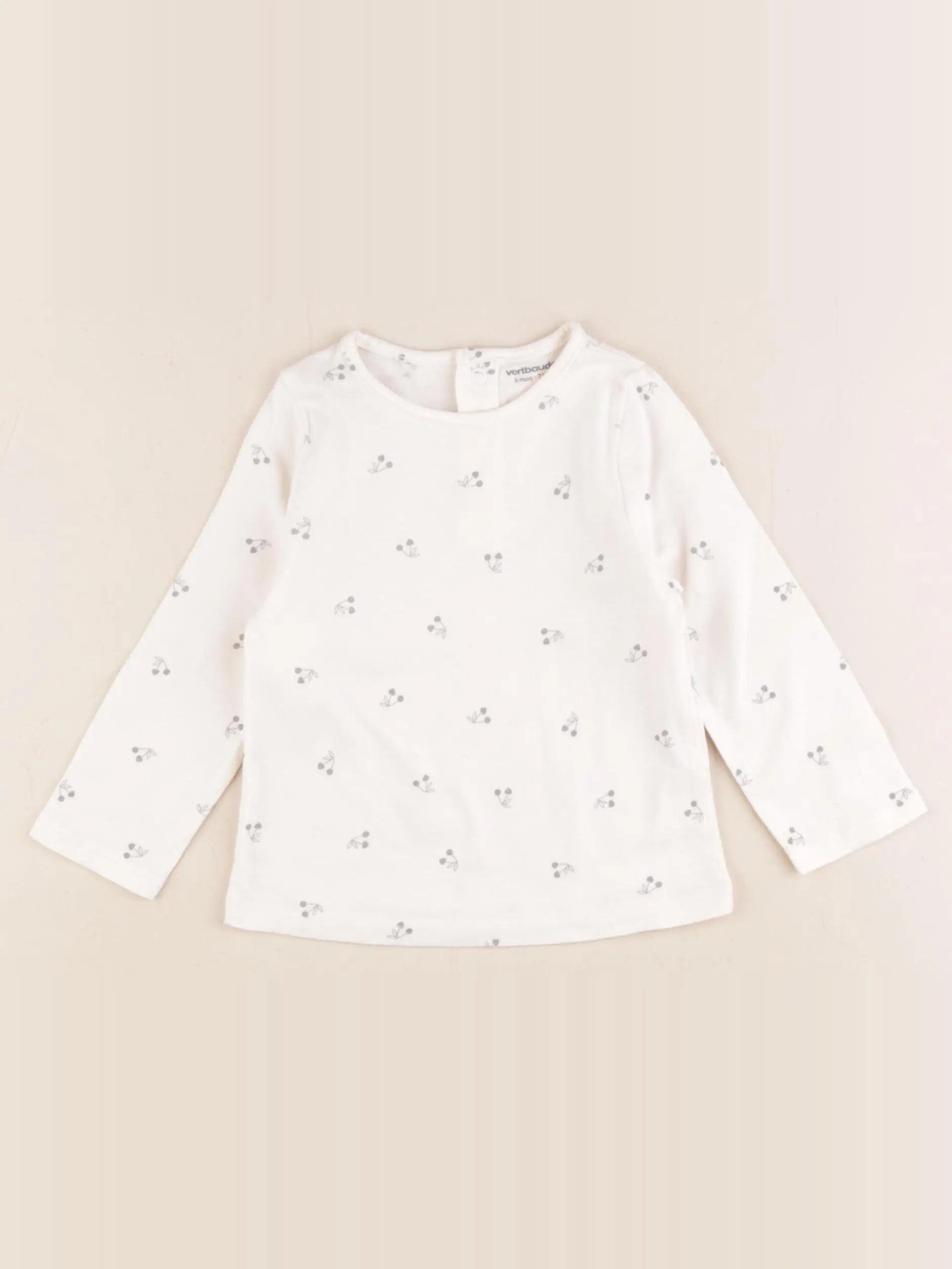 Vertbaudet - tee-shirt beige, vert - 9 mois