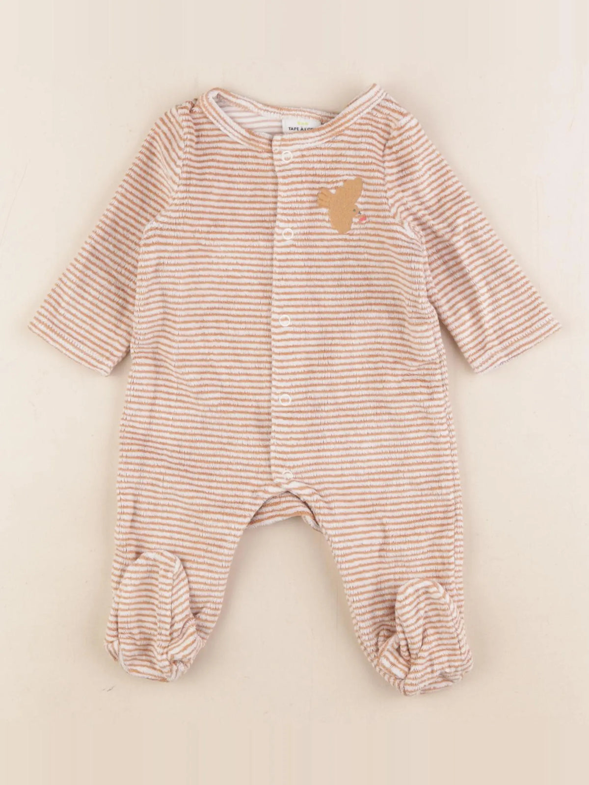 Tape à l'oeil - pyjama velours marron - 3 mois