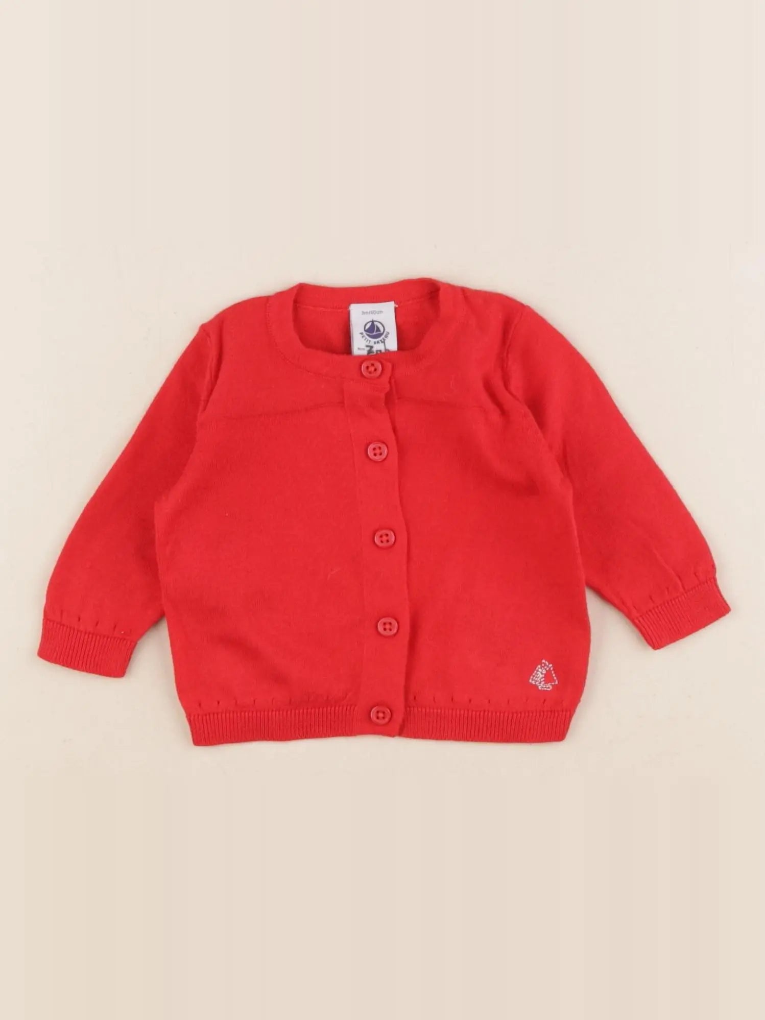 Petit Bateau - gilet rouge - 3 mois