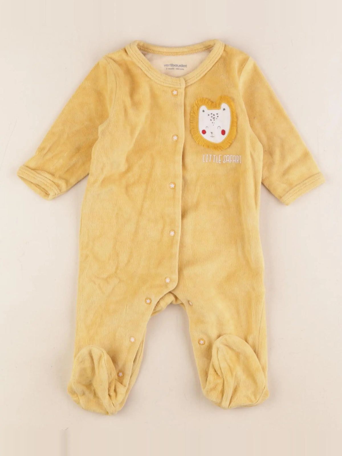 Vertbaudet - pyjama velours jaune - 3 mois