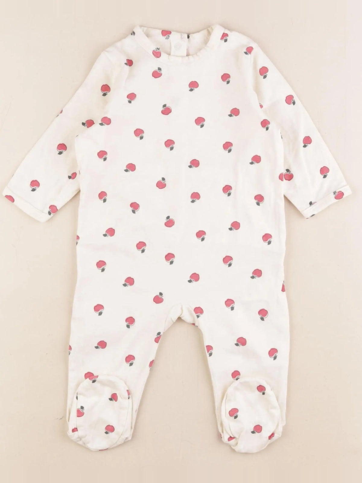 Vertbaudet - pyjama coton beige, rouge - 6 mois