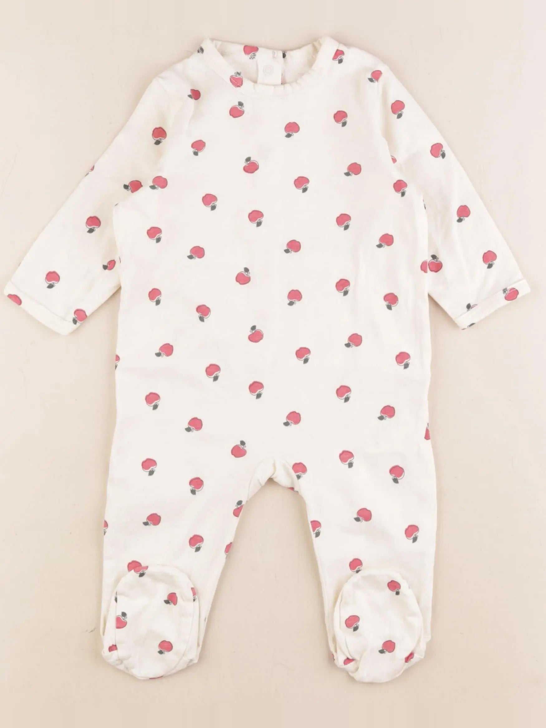 Vertbaudet - pyjama coton beige, rouge - 6 mois
