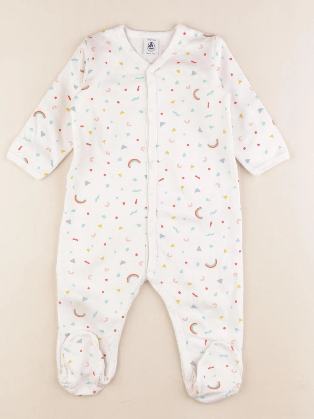 Petit Bateau - pyjama coton blanc, multicolore - 12 mois
