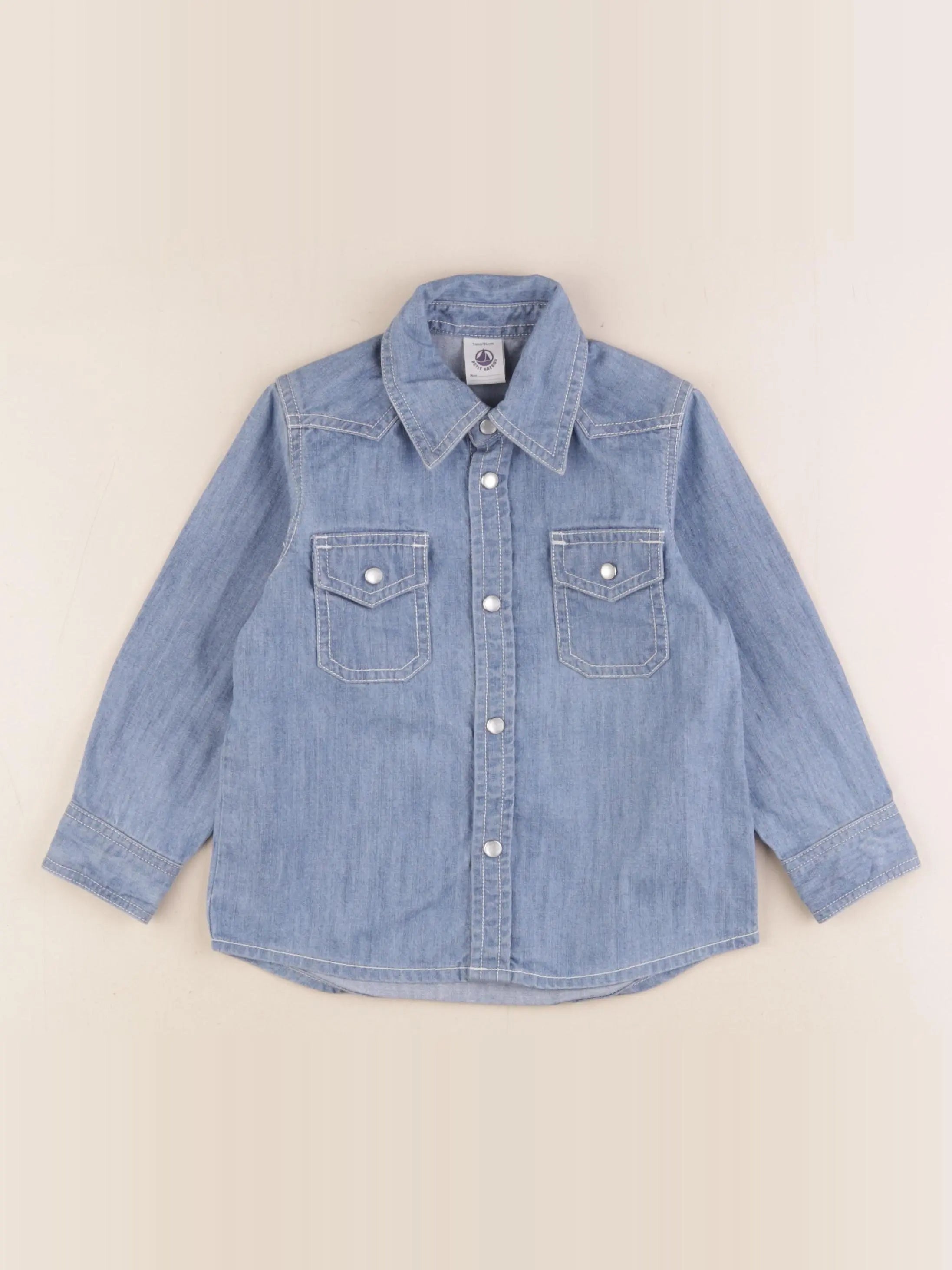 Petit Bateau - chemise bleu - 3 ans