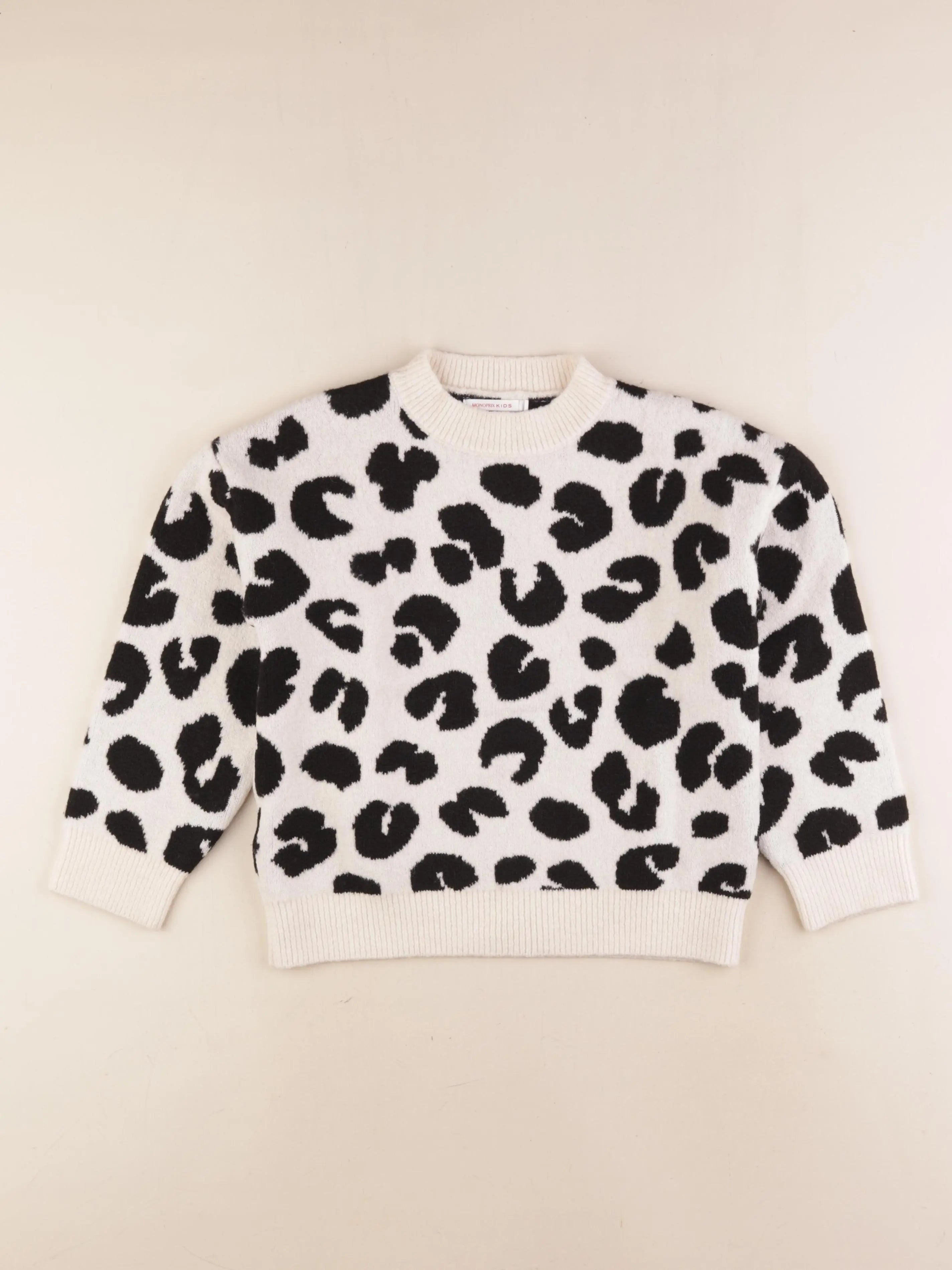 Monoprix - pull blanc, noir - 8 ans