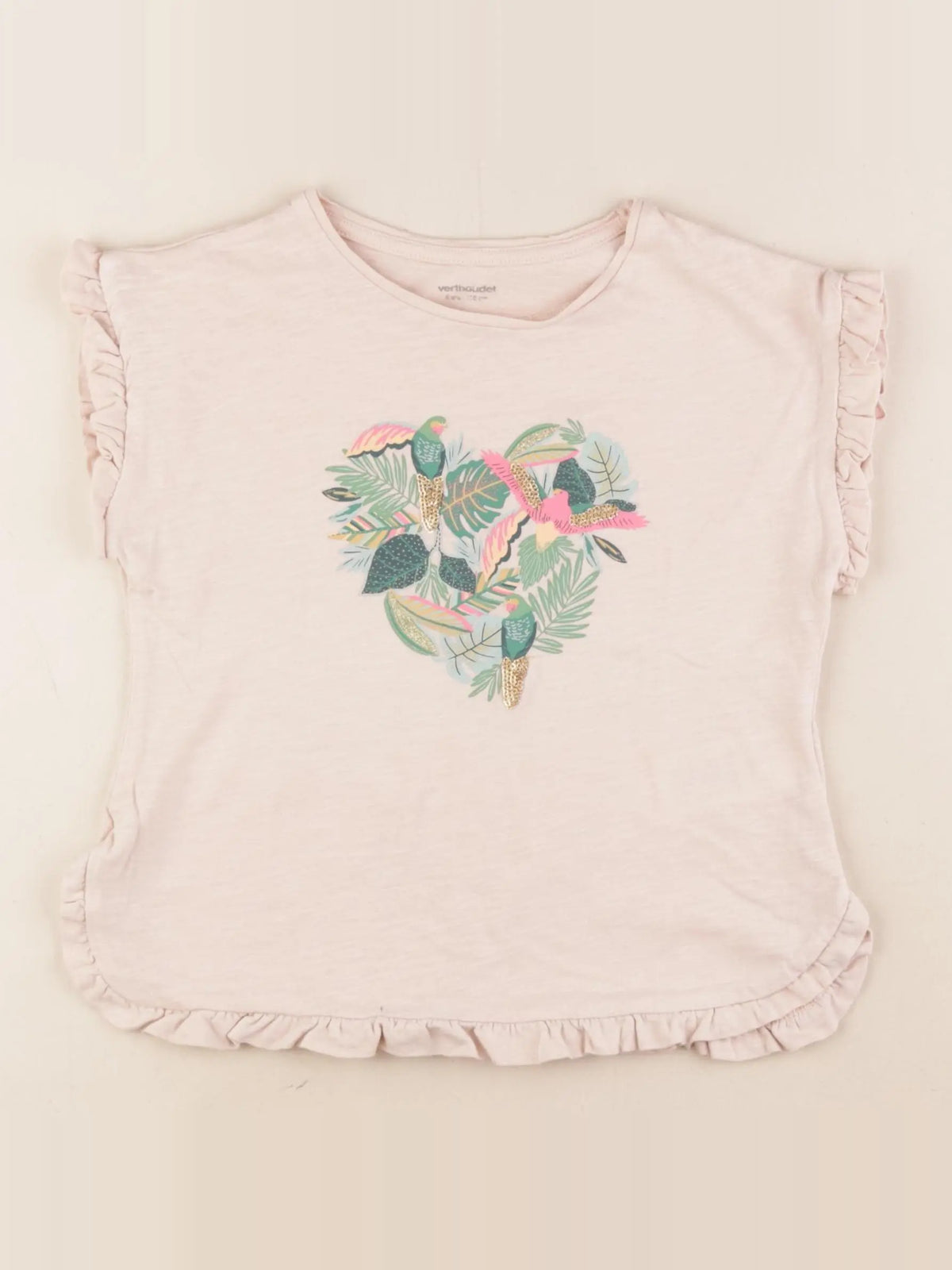 Vertbaudet - tee-shirt rose, or - 6 ans