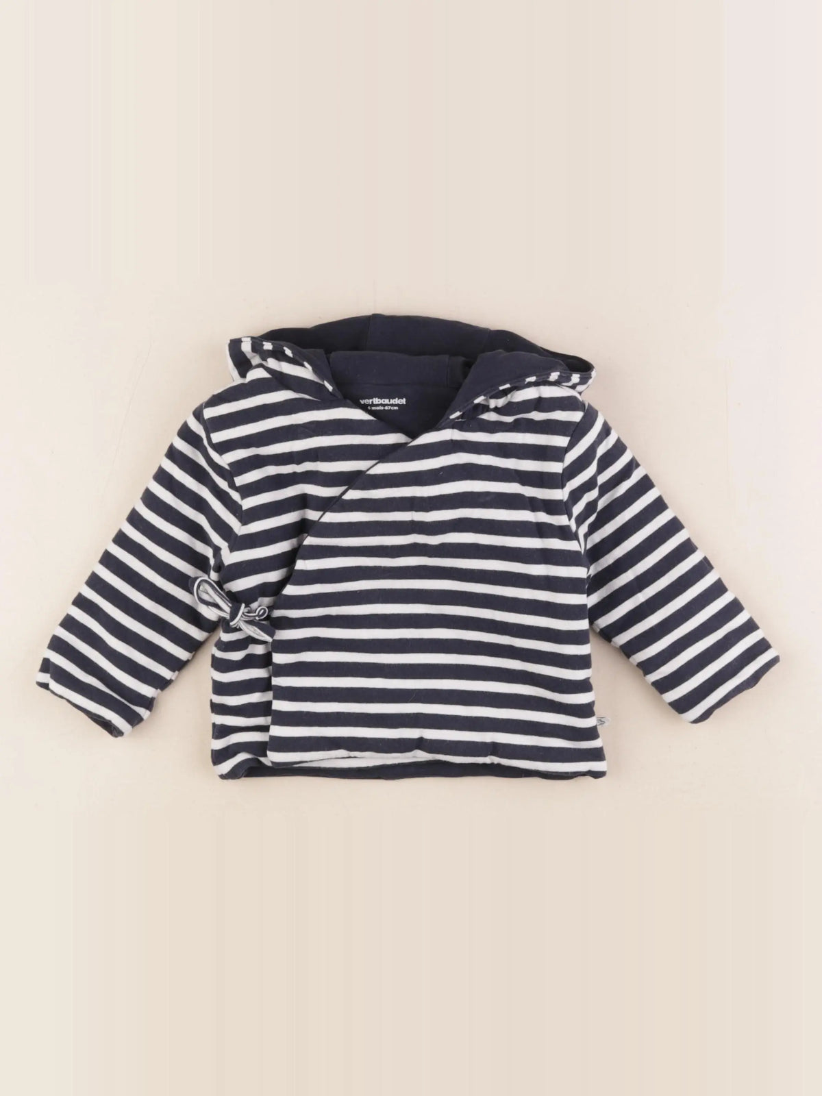 Vertbaudet - veste doublé bleu, blanc - 6 mois