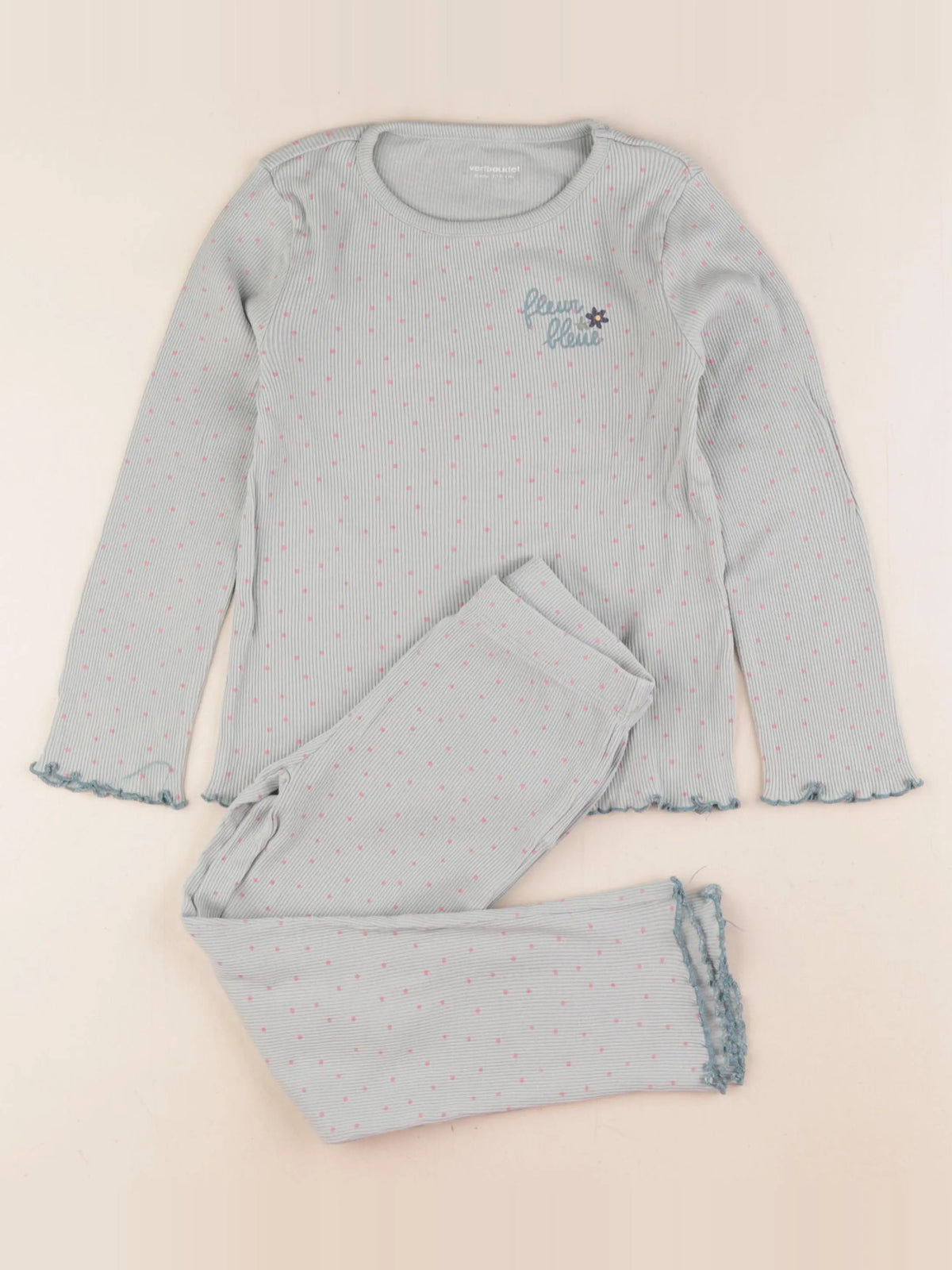Vertbaudet - pyjama coton vert, rose - 6 ans