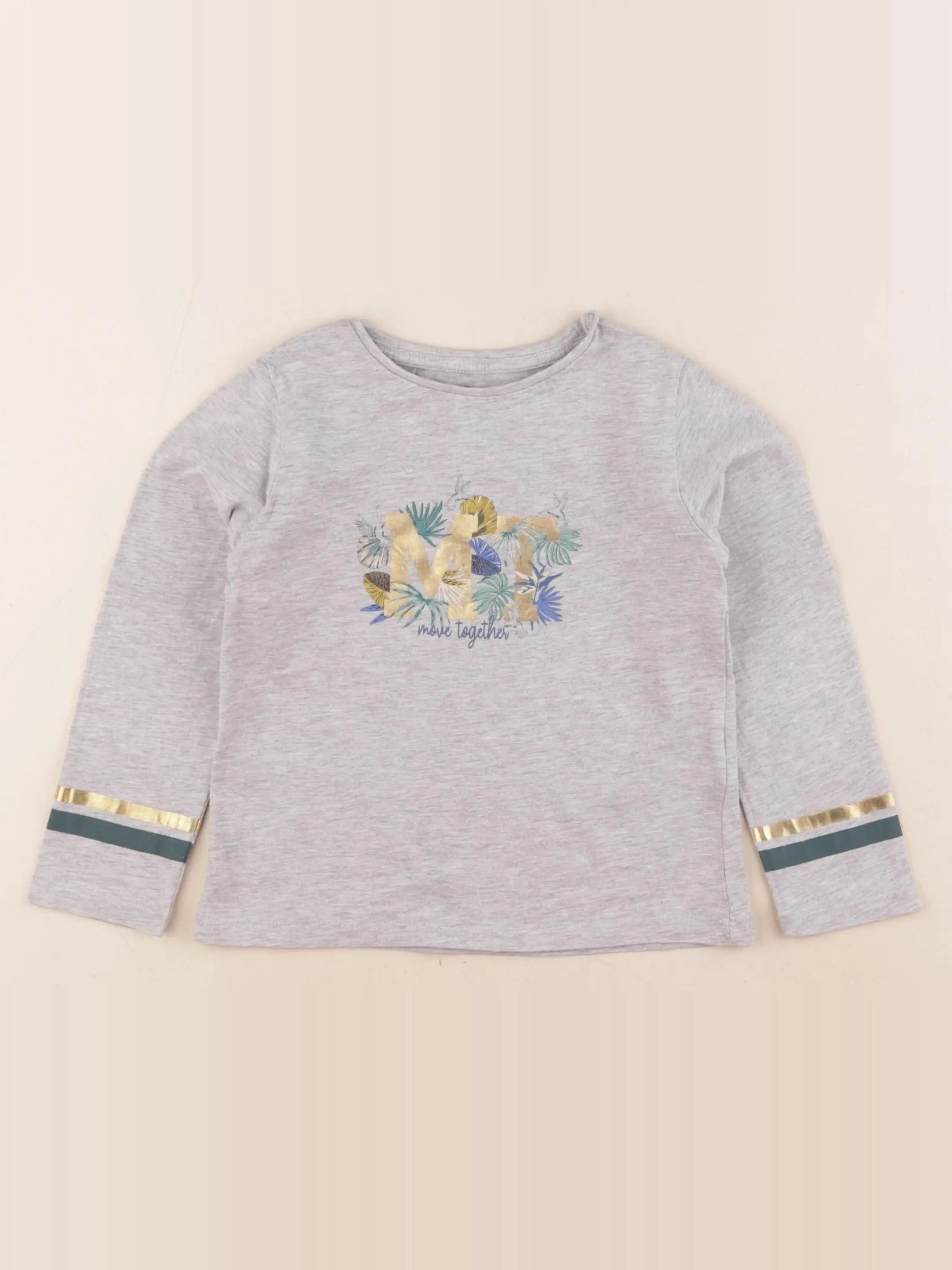 Vertbaudet - tee-shirt gris, or - 4 ans