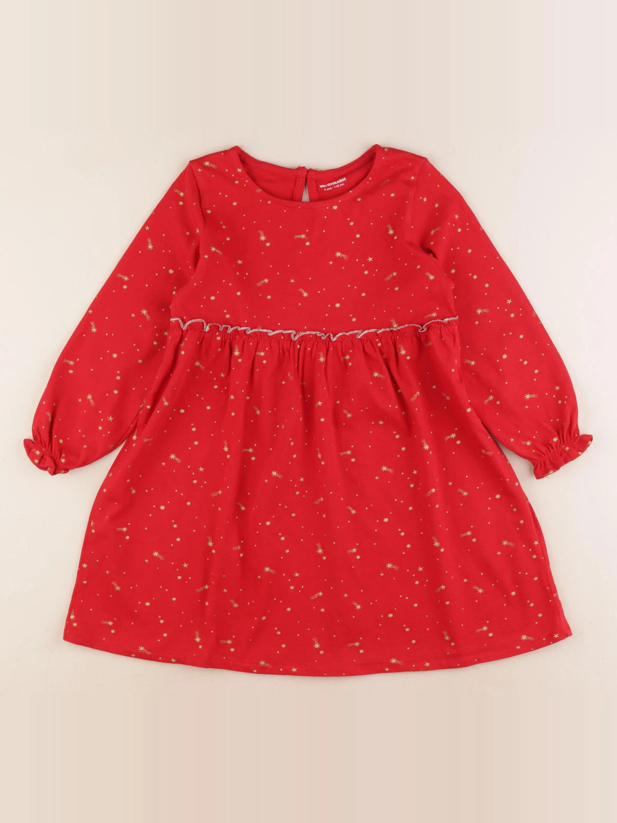Vertbaudet - robe rouge, or - 5 ans