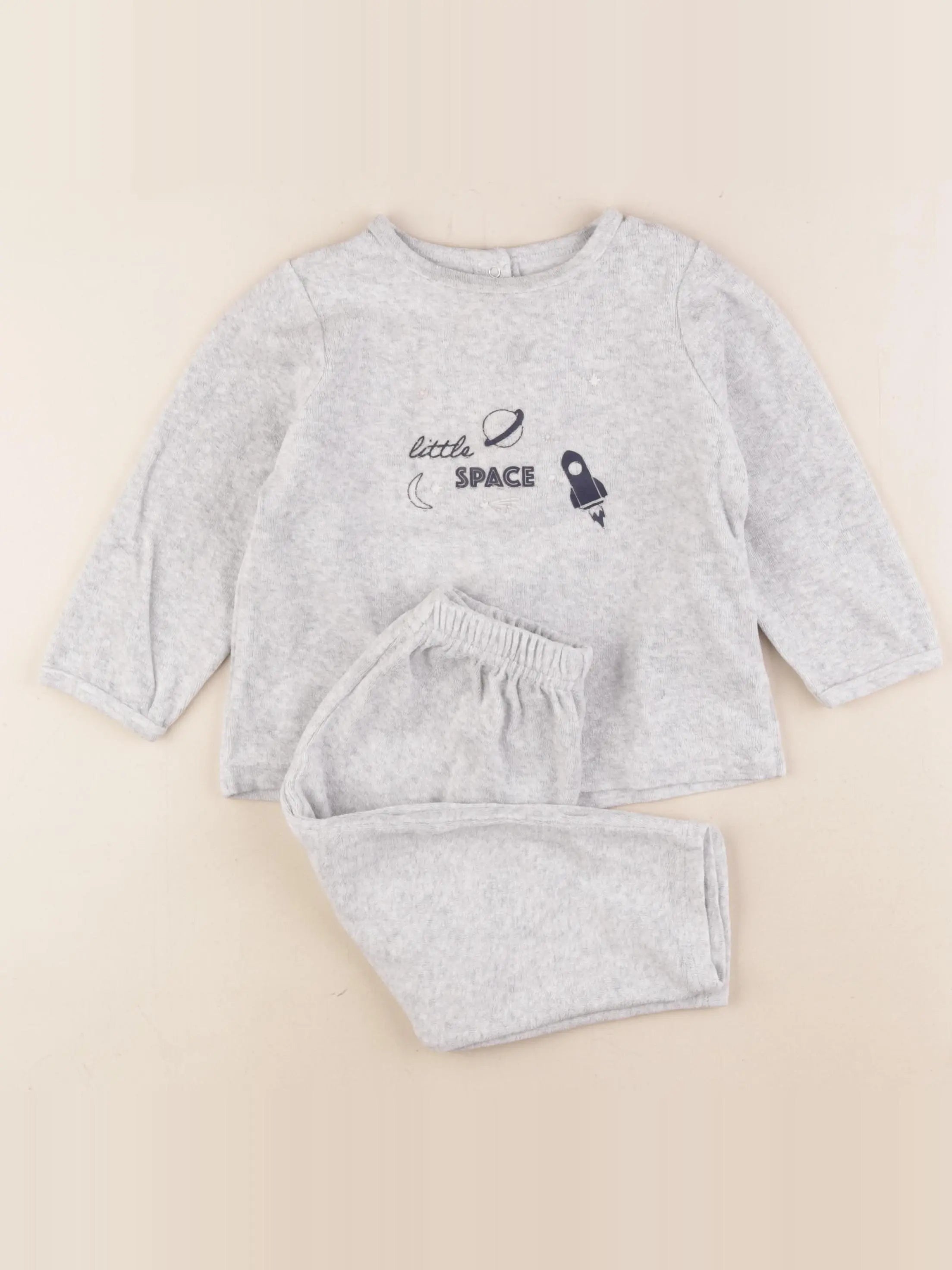 Vertbaudet - pyjama velours gris - 2 ans