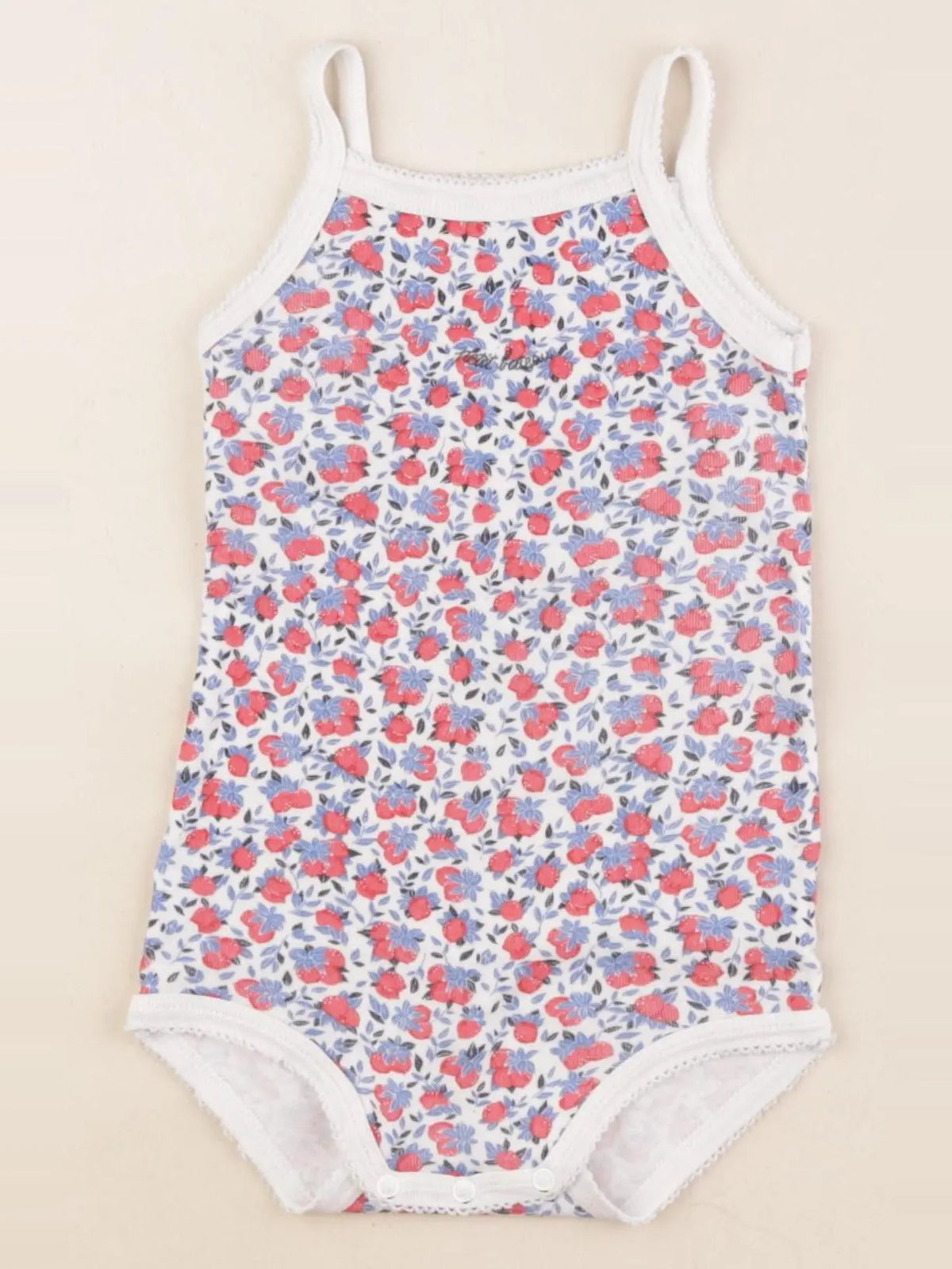 Petit Bateau - body bleu, rouge - 1 an